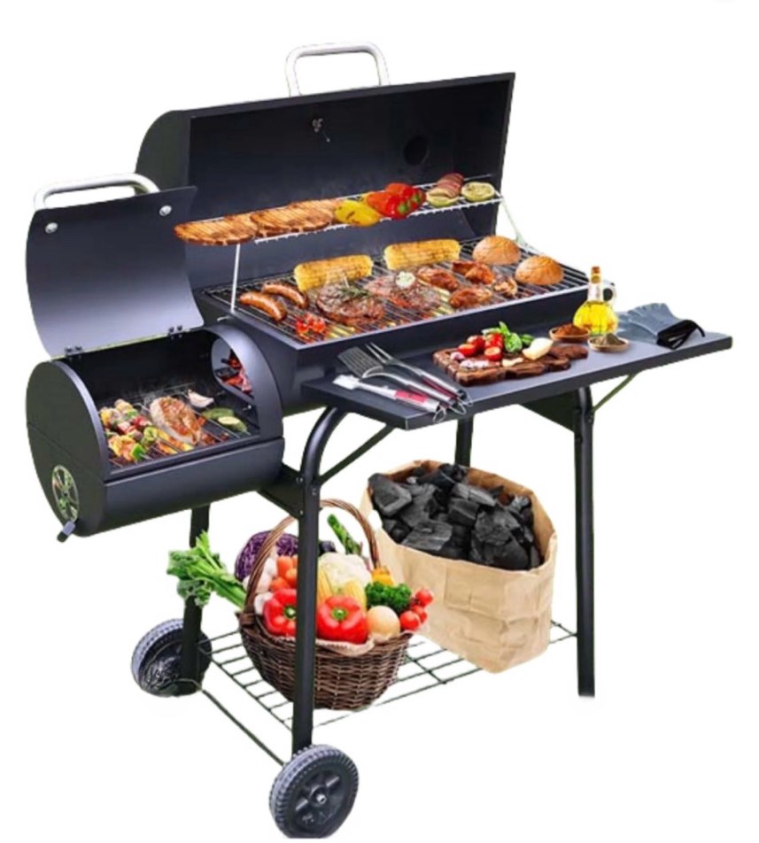 Condition photo showing New/Like New for laraVist Charcoal Offset Smoker Grill, Dual-Zone BBQ with Thermometer & Wheels, Family-Size 512 sq.in