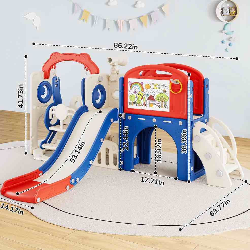 Condition photo showing Good Condition for Bobiber XL 9 in 1 Toddler Slide PlaySet for kids indoor/outdoor for Toddlers Ages 1-4 (Blue/Red)