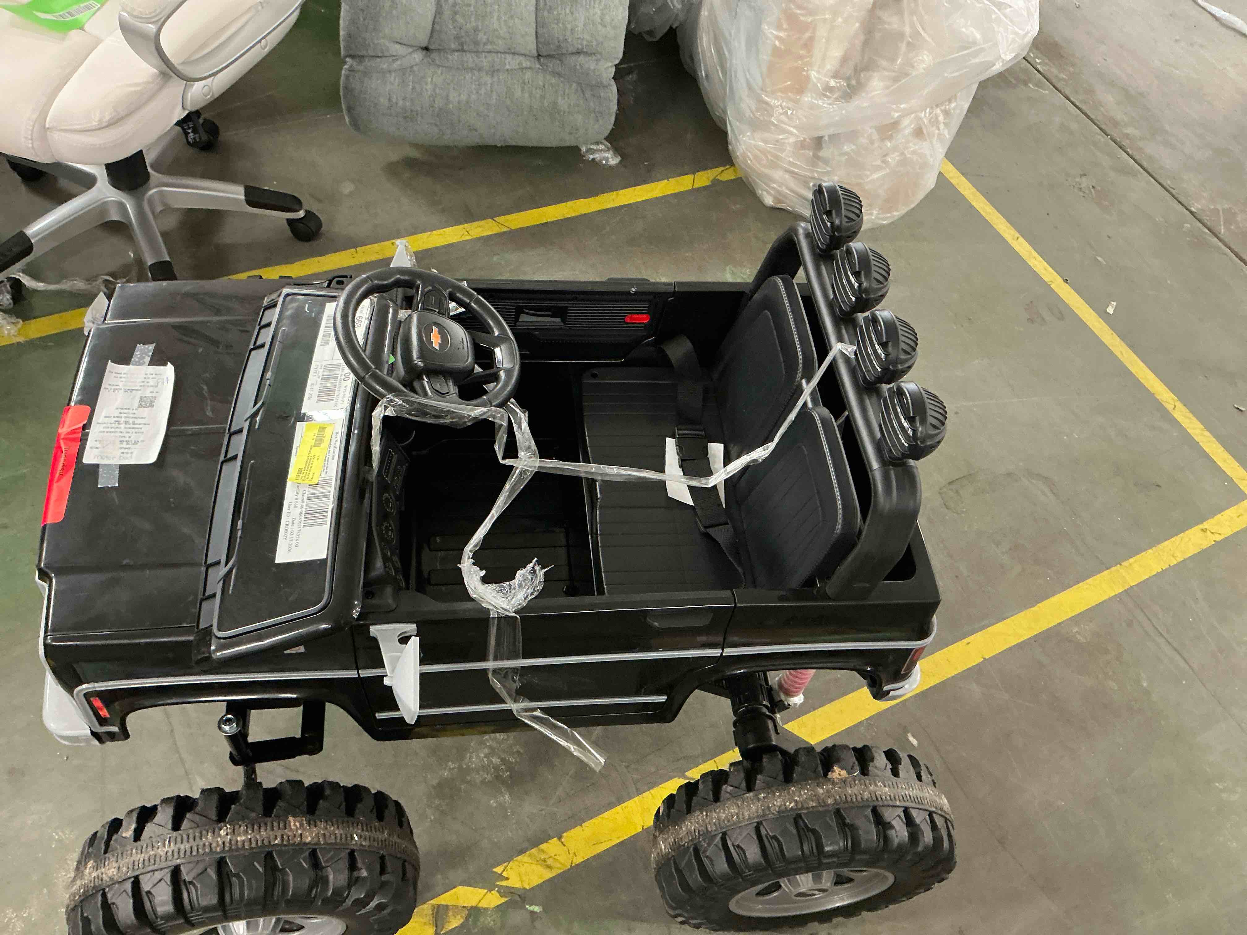 Condition photo showing Good Condition for 24V 2 Seater Ride on Cars, Licensed Chevrolet Cheyenne Powered Ride on Toys Truck with Remote Control, 4 Wheels Spring Suspension, LED Light, Electric Cars for Kids Ages 3-8 Gifts, Black