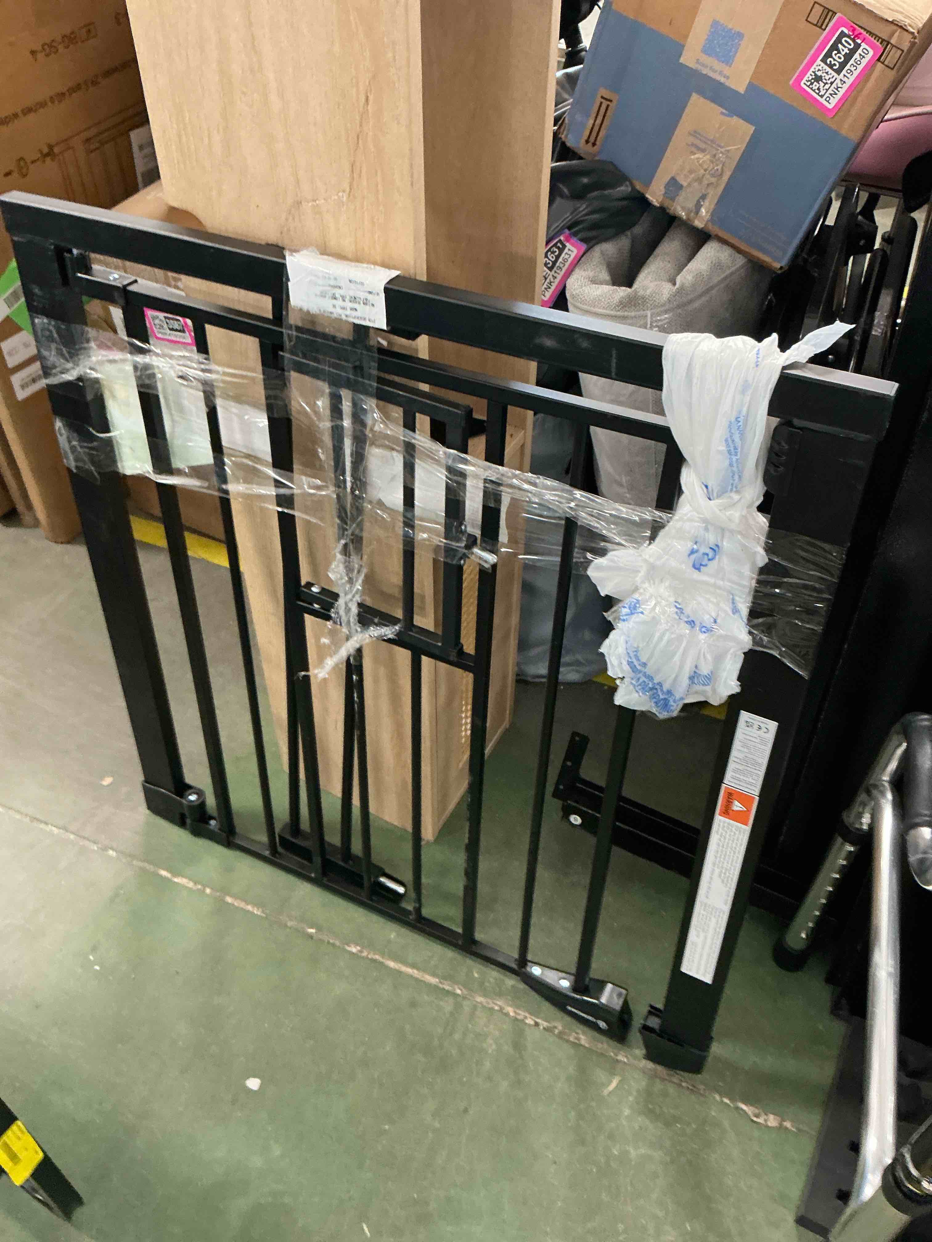 Condition photo showing Good Condition for KingSo Extra Tall 30" Wide 29.5”- 40.5" Auto Close Baby Gate with Swing Door Small Pet Door for Cat Dog Doorway Stairs, Black