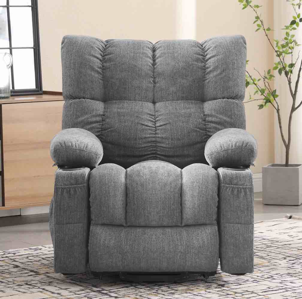 JONPONY Power Lift Recliner Chair for Elderly with Heat and Vibration Massage Recliner Chair with USB Charge Port for Living Room- Infinite Position, Side Pocket,Grey