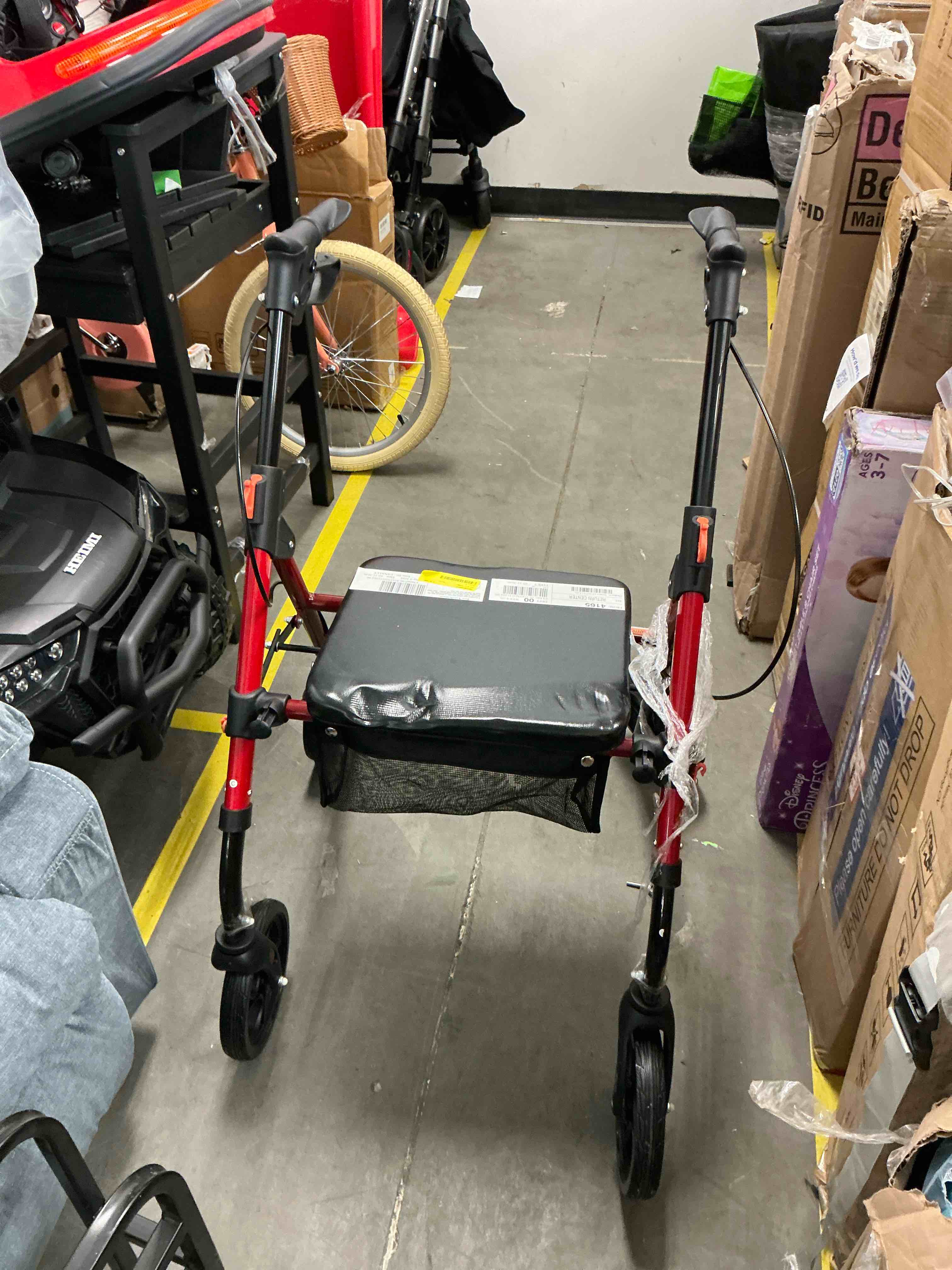Condition photo showing As Is for KFFKFF Rollator Walker for Seniors and Adult, Aluminum, Lightweight, Folding Design with Adjustable Seat/Handle, 8" Wheels for All Terrains, Supports up to 300lbs