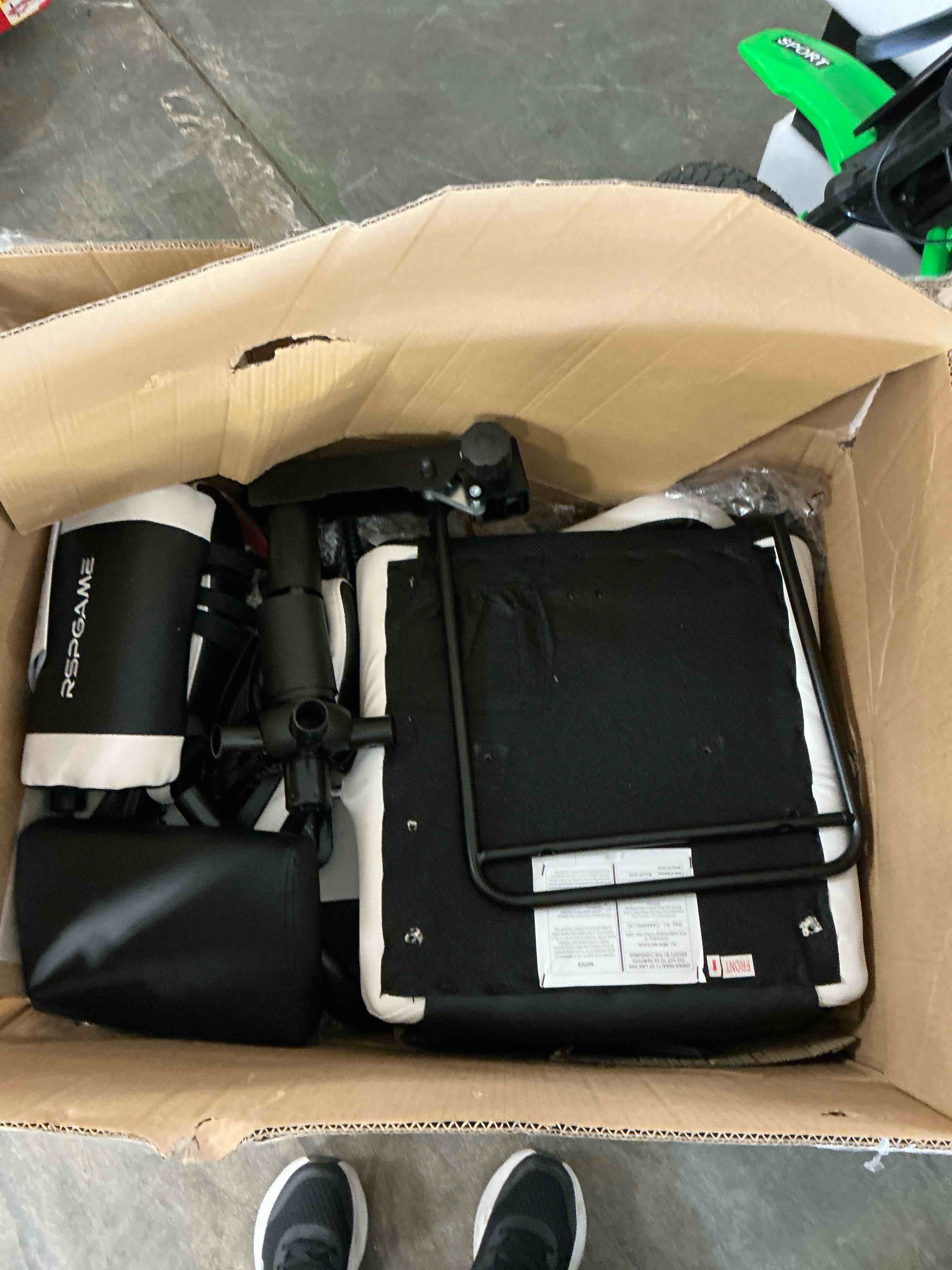 Condition photo showing Good Condition for RSPGame Massage Ergonomic Gaming Chairs for Adults,Pocket Spring Cushion,PU Leather Office Chairs with Lumbar Support and Retractable Footrest,Home and Office Computer Chairs-White Racing
