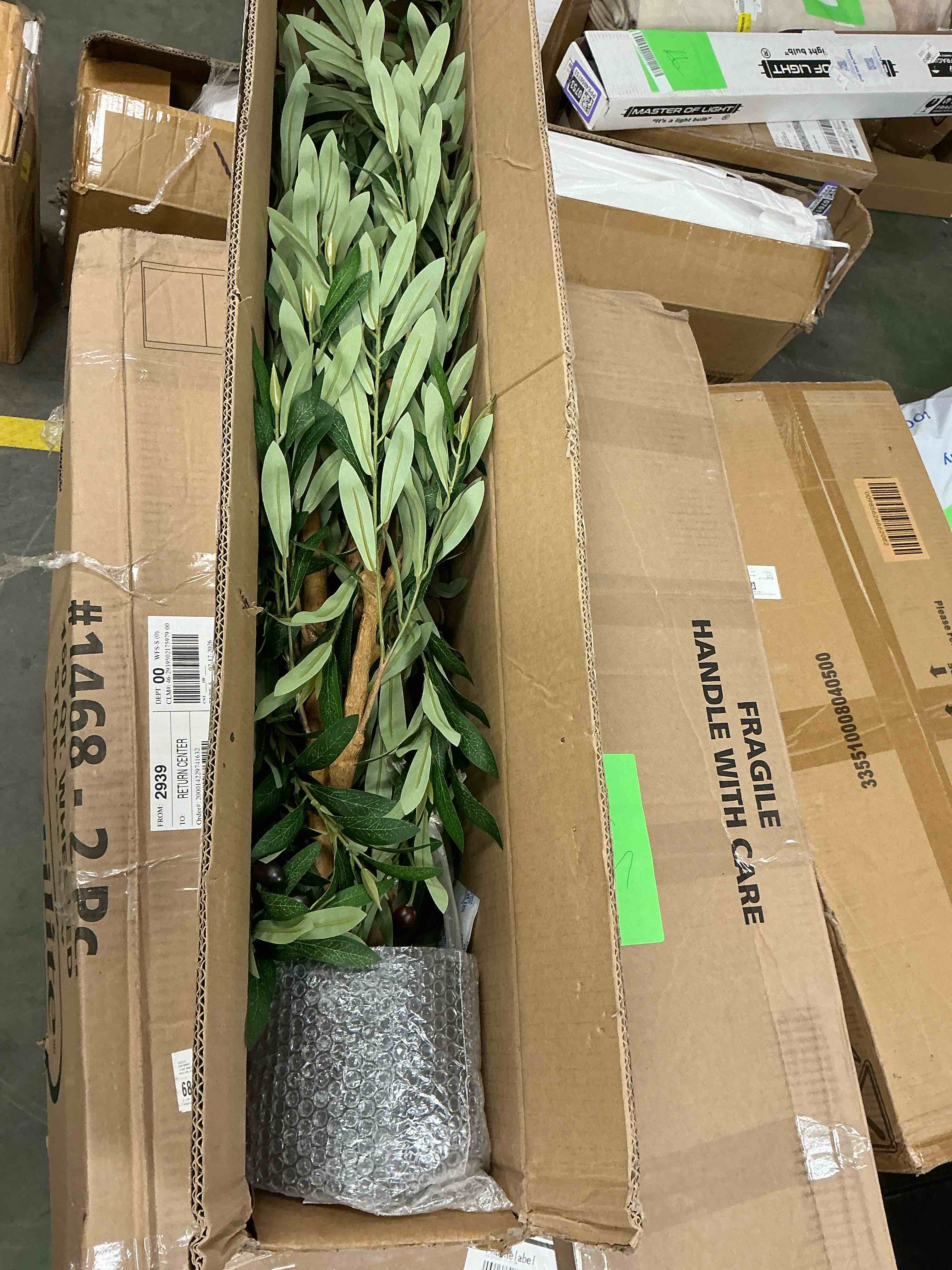 Condition photo showing Good Condition for DR.Planzen 7' Artificial Olive Tree Indoor, Tall Faux Olive Tree, Artificial Plants with Natural Wood Trunk and Lifelike Fruits for Home Office Decor