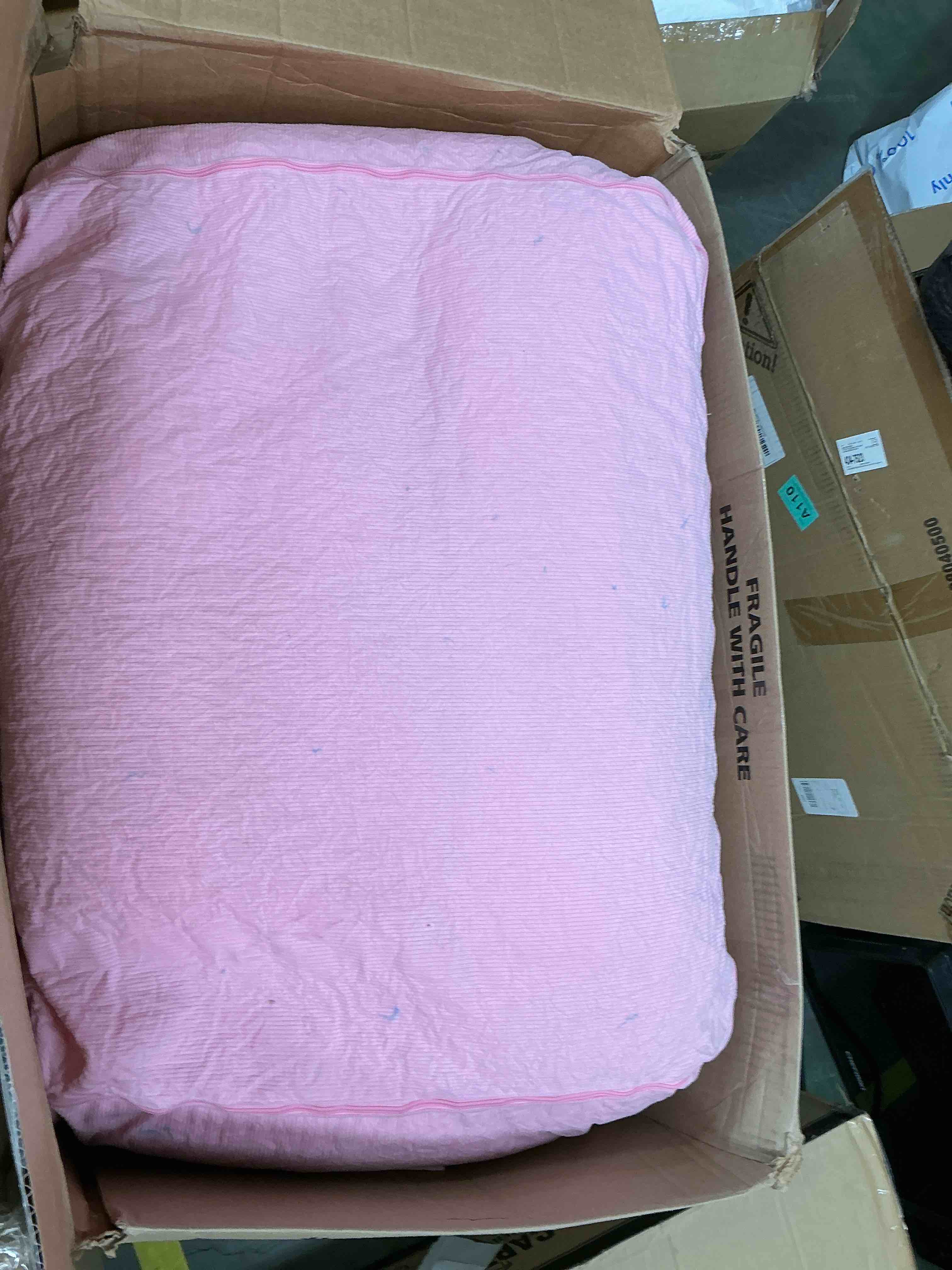 Condition photo showing Good Condition for Lusimo Bean Bag Chair for Adults Teens, 3FT Lazy Memory Foam Bean Bag Sofa for Bedrooms, Cat-Ear Design Couch with Corduroy Washable Cover, Lounge Chairs with Pocket for Gaming, Reading, Pink