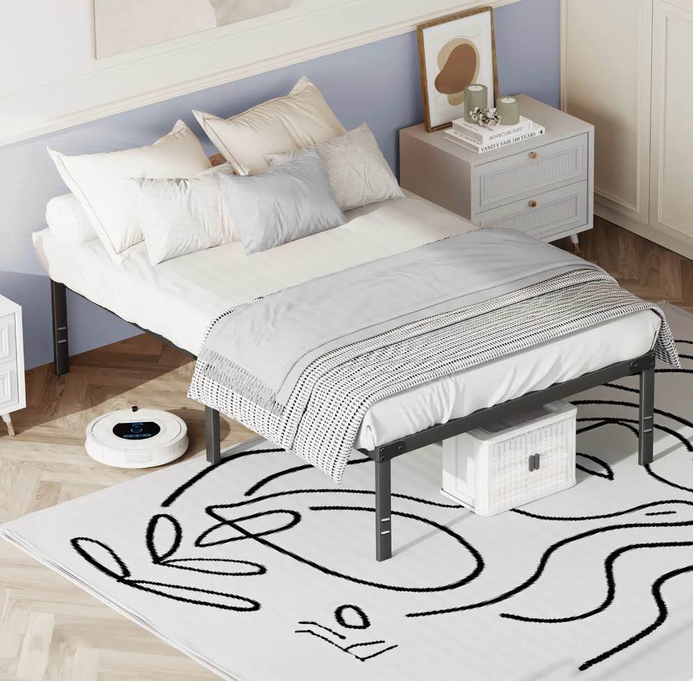 CONCETTA Twin Bed Frame, Heavy Duty Metal Platform Bed Frame with Underbed Storage for Bedroom, No Box Spring Required, Black