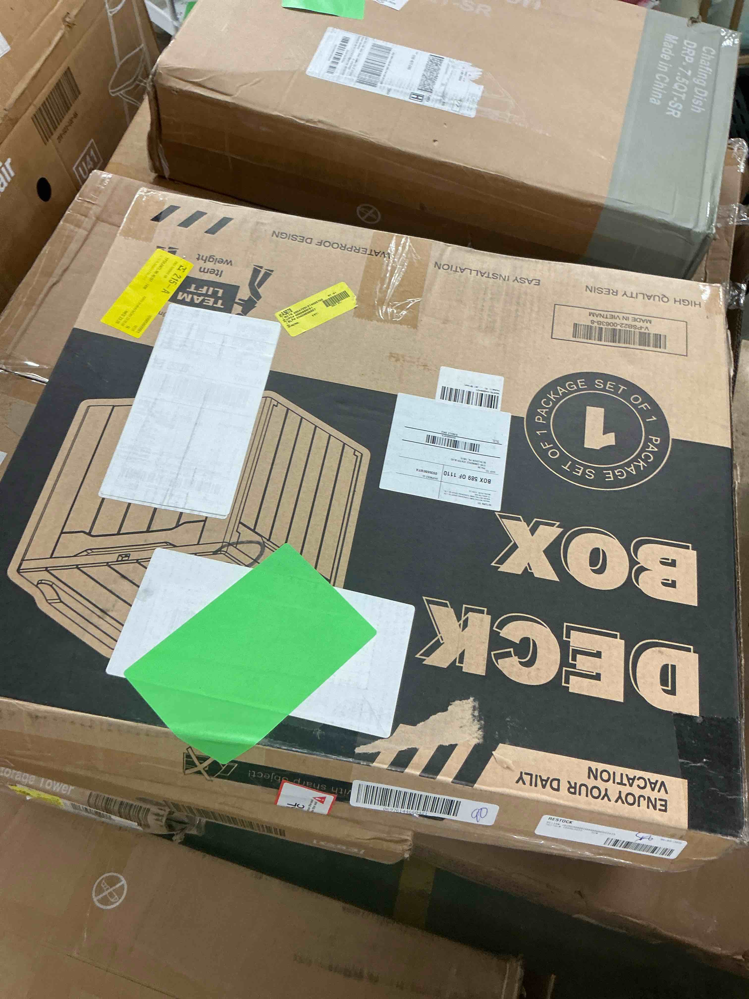 Condition photo showing New/Like New for Homall 31 Gallon Outdoor Deck Box In Resin with Seat, Brown