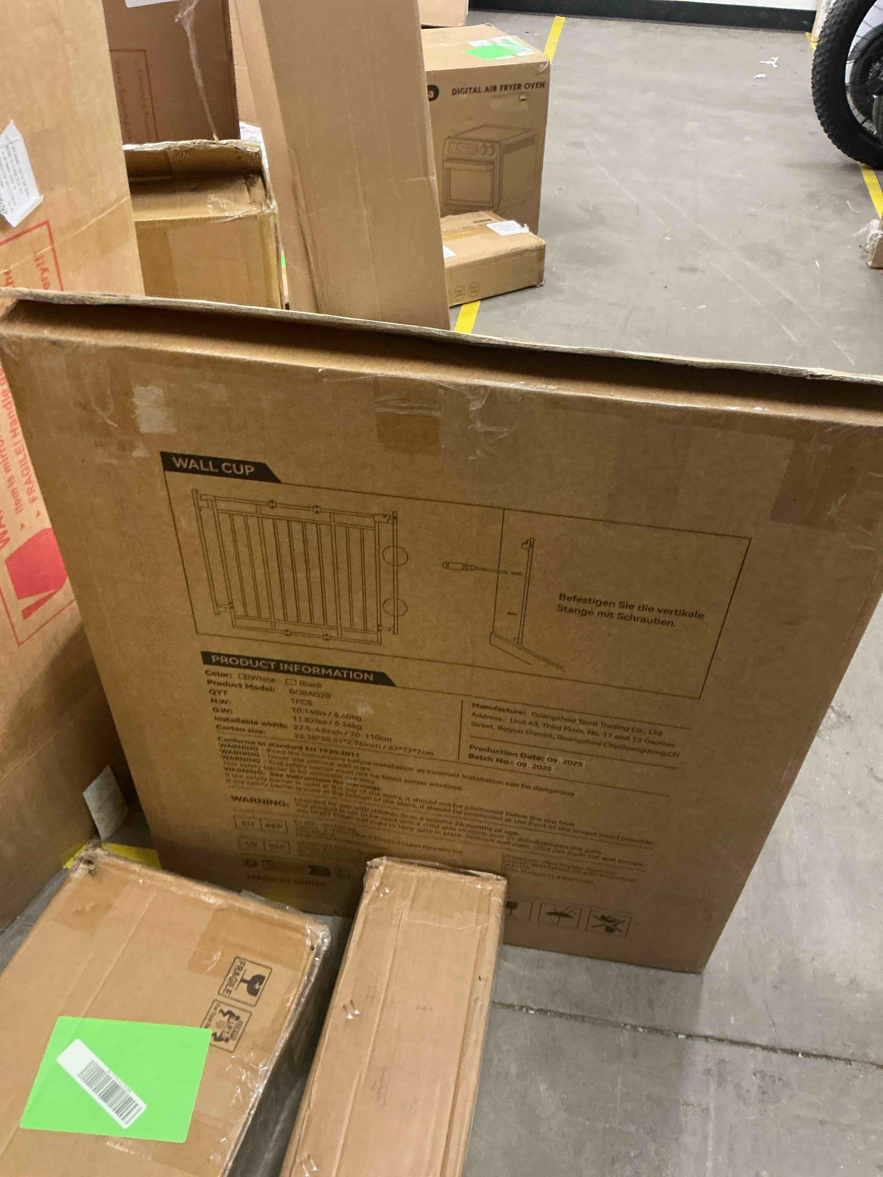 Condition photo showing New/Like New for KingSo 29.5"-40.5" Extra Wide 30" Tall Adjustable Auto Close Metal Pressure Baby Gate with Swing Door For Doorway Stairs, Long Large, White