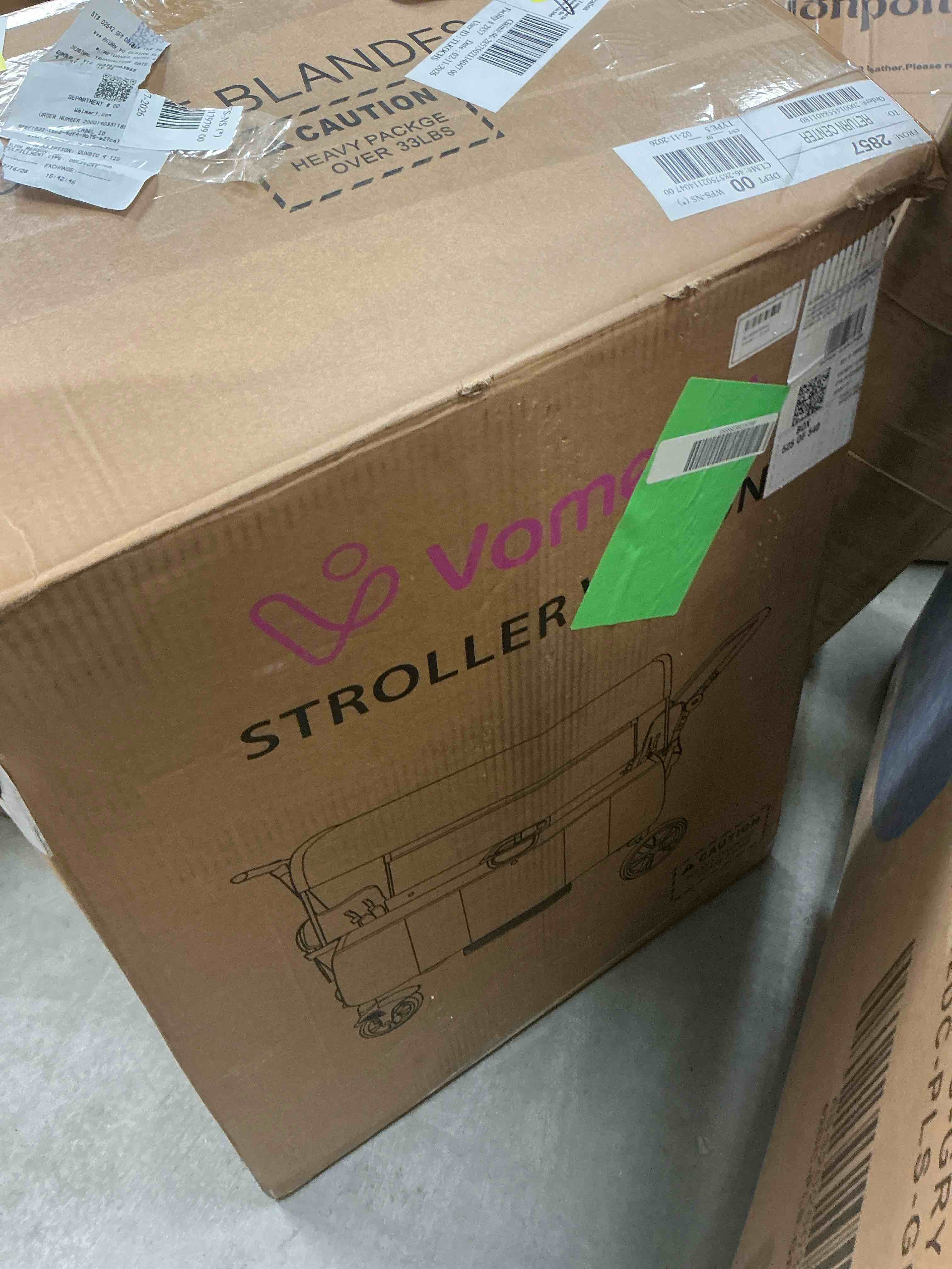 Condition photo showing New/Like New for Vomeast Wagon Stroller for Kids, Spacious 2-Seater Stroller Wagon with Adjustable Canopy, Pull & Push Handle, 5-Point Harness, Foldable for Toddlers, Black