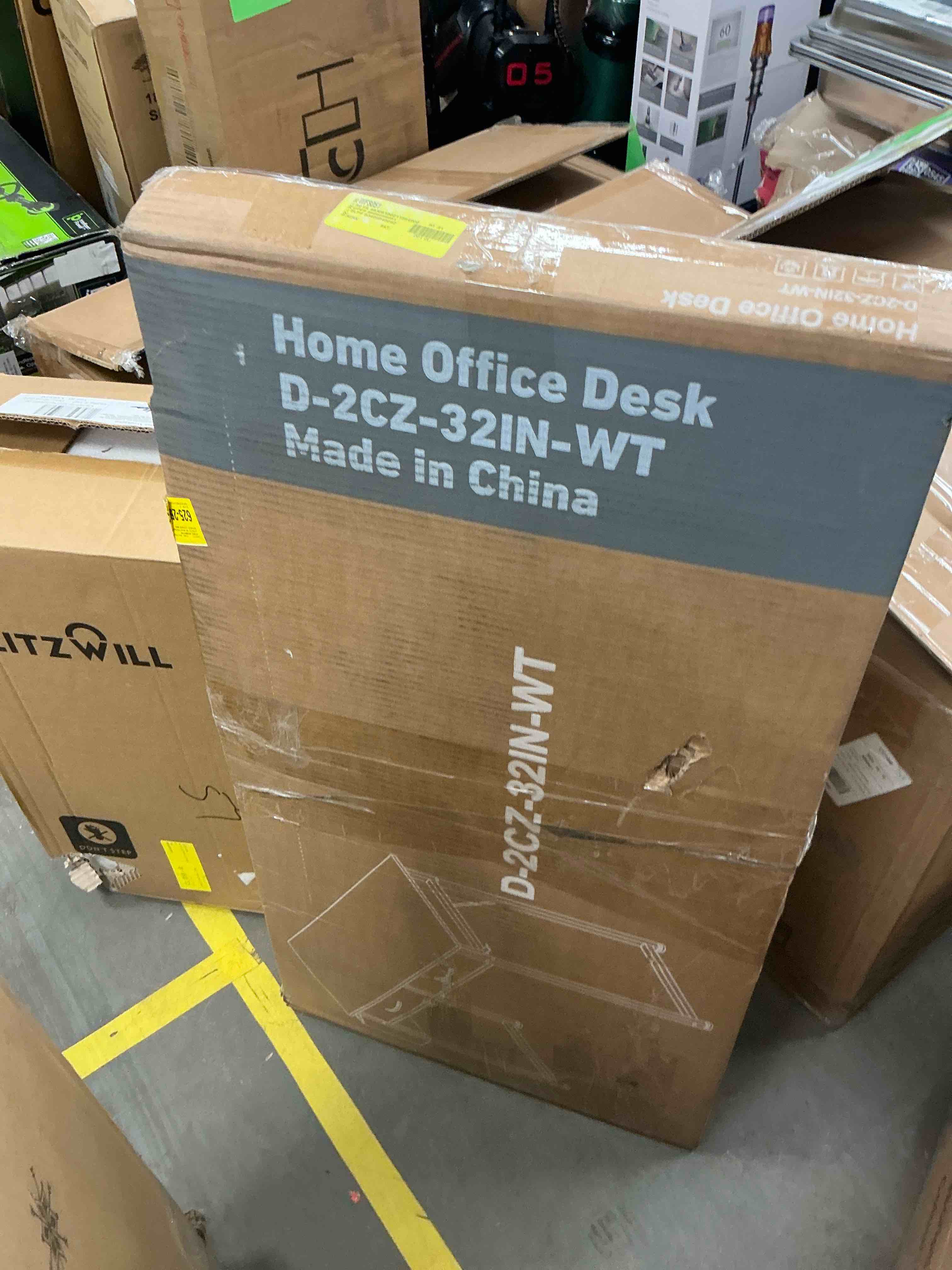 Condition photo showing New/Like New for edx Small Desk with Fabric Drawers & Storage Bag Iron Hook, Home Office Computer Desk,White Vanity Desk with Storage for Home, Bedroom, 32 Inch, White