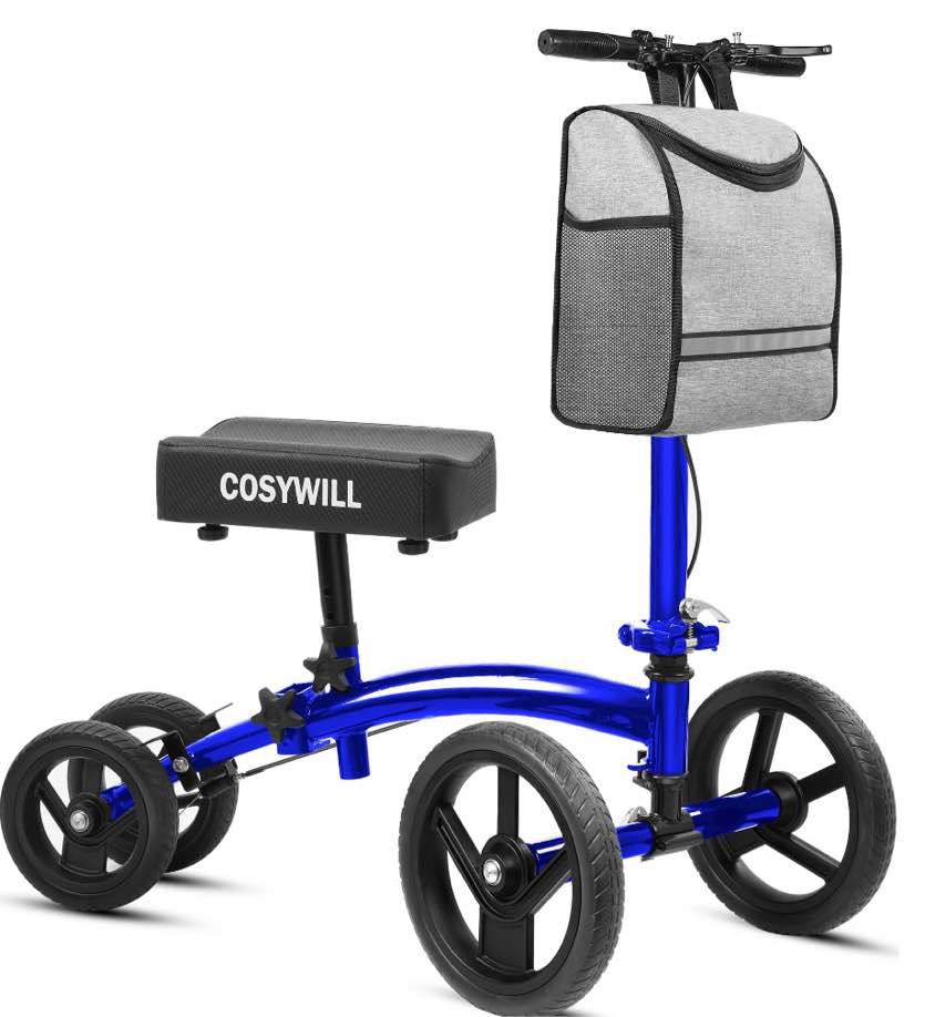 COSYWILL Steerable Knee Scooter,Economy Knee Walker,All Terrain Foldable Medical Scooter for Foot Injuries Crutches Alternative,Blue