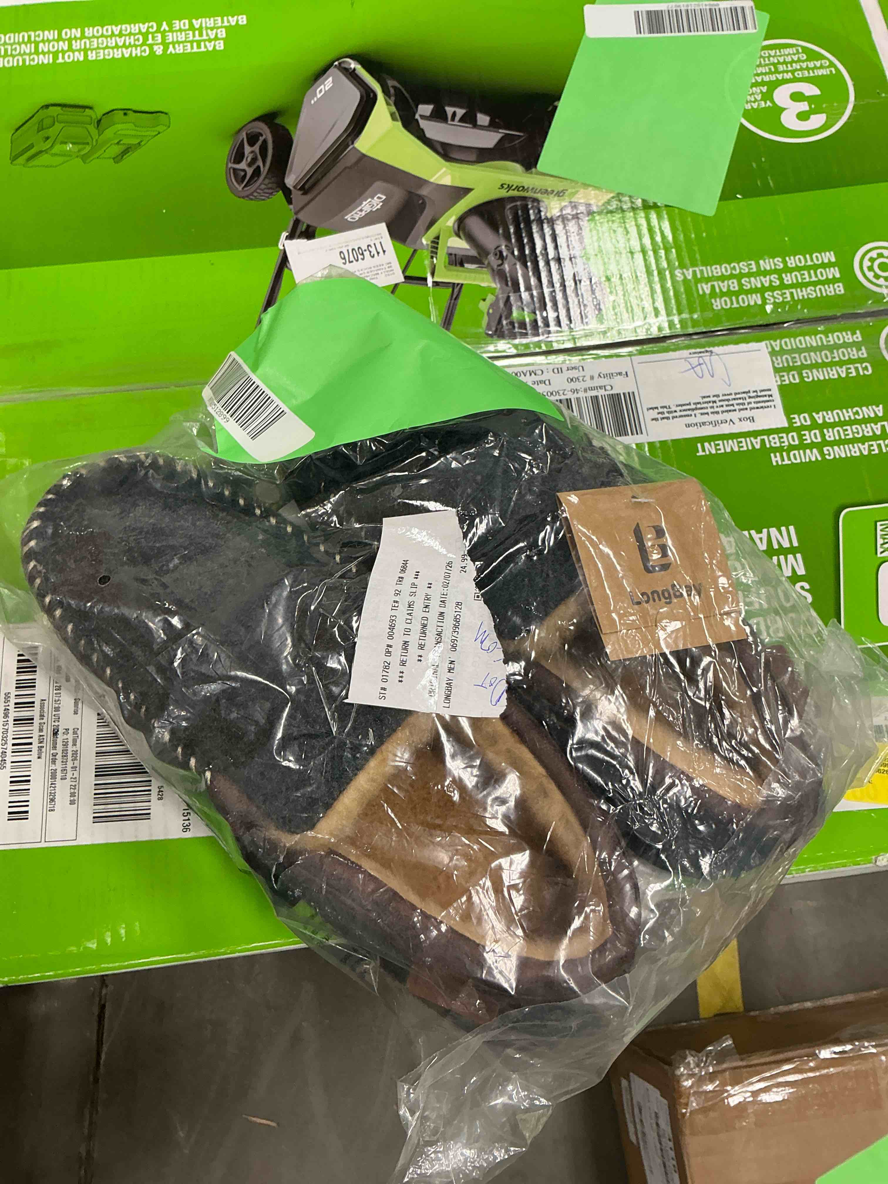 Condition photo showing New/Like New for LongBay Men's Moccasin Slippers Memory Foam House Shoes Indoor Outdoor