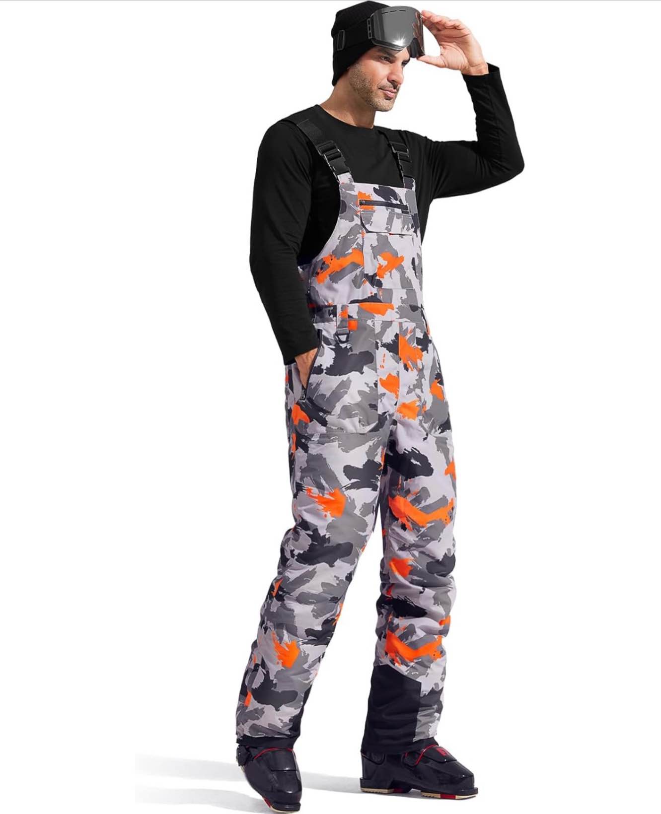 free soldier mens snow bibs ski pants softshell waterproof insulated warm snow pants windproof ski b size l