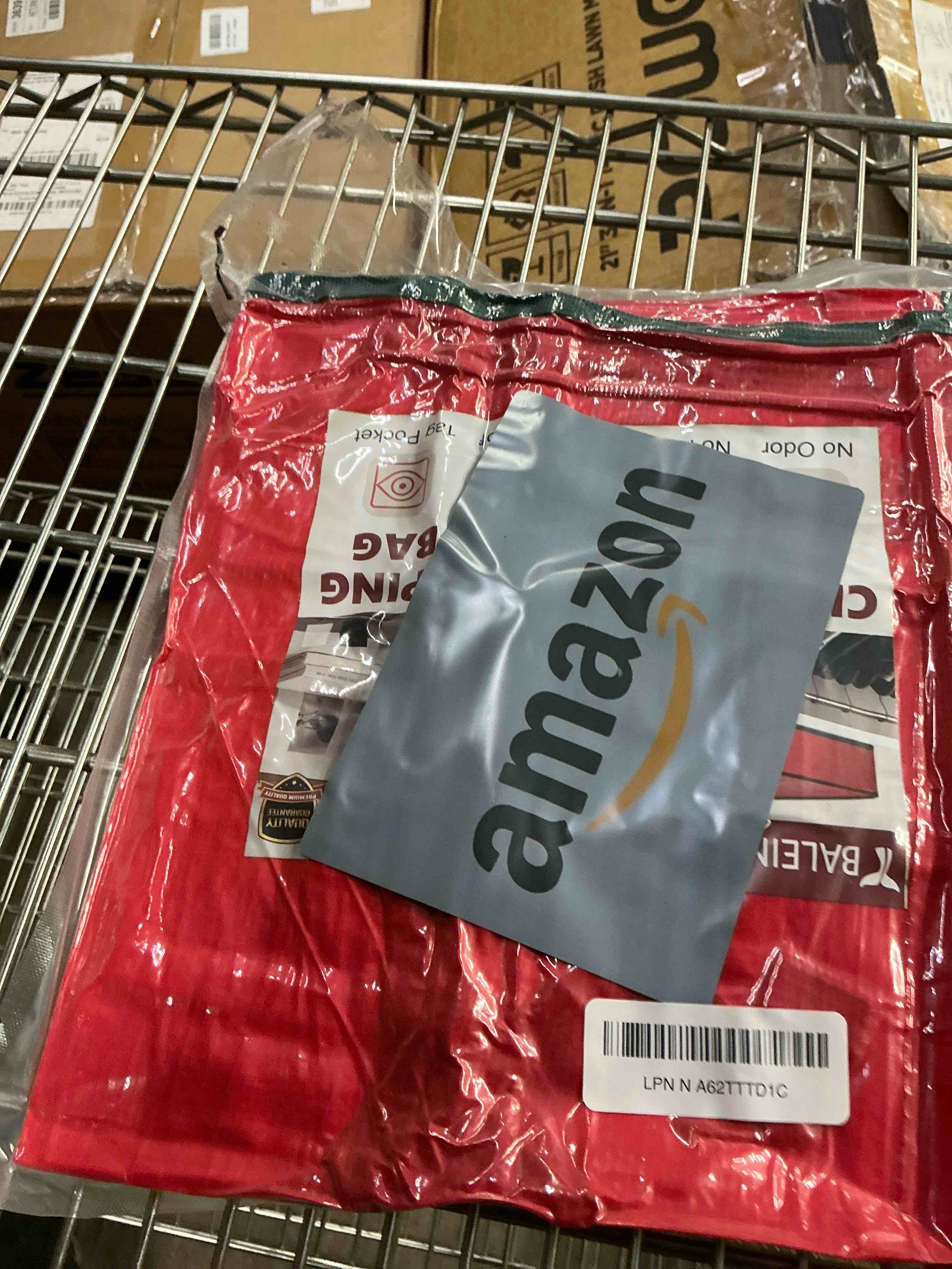 Condition photo showing New/Like New for BALEINE SOFT Christmas Wrapping Paper Storage Bag, 40" Durable PE Gift Wrap Storage Bag with Flexible Partitions and Pockets for Ribbon, Accessories (Red)