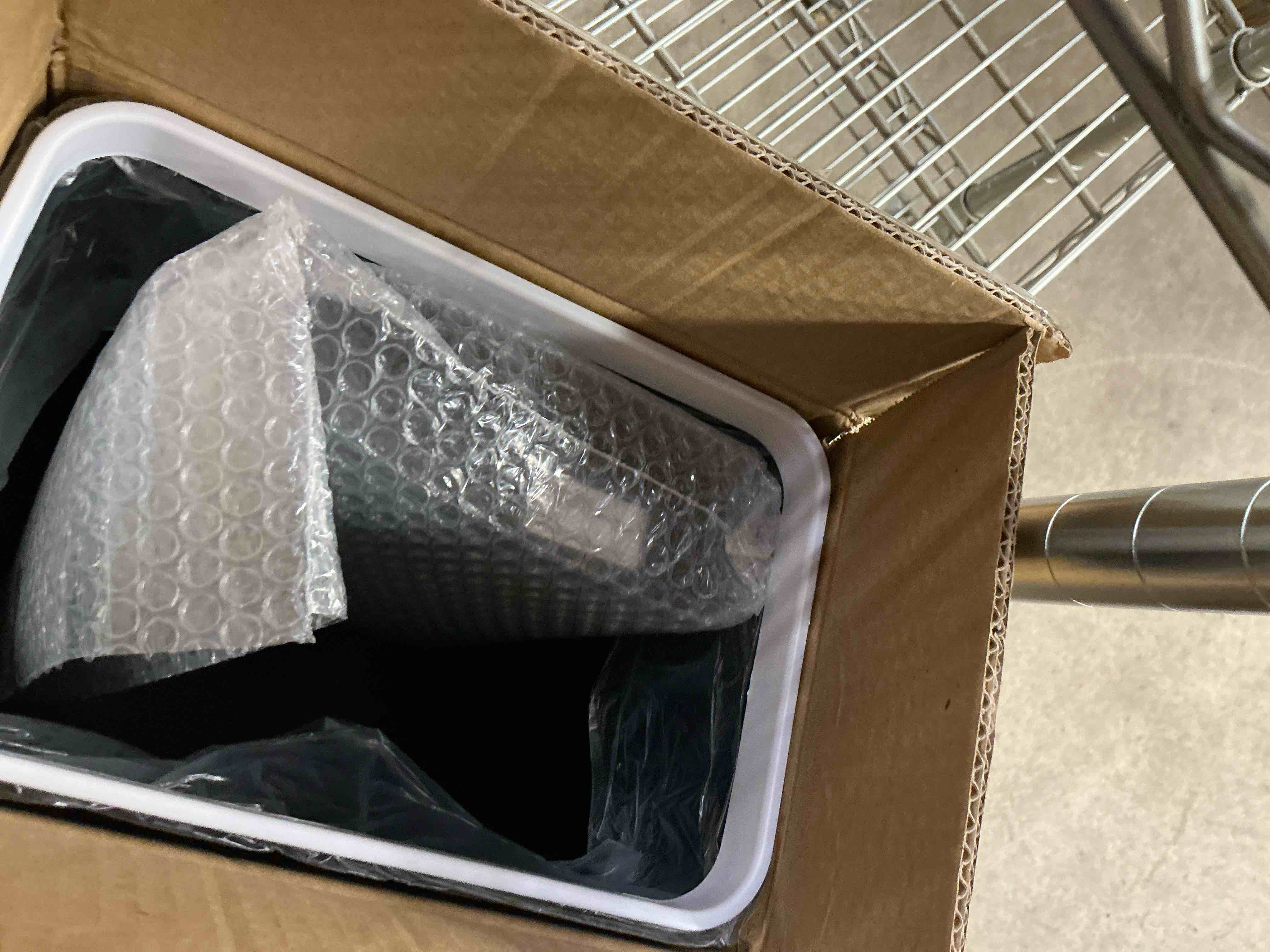 Condition photo showing New/Like New for Yatmung Touchless Bathroom Trash Can - 2.5 Gallon Smart Trash Can Sensor Motion - Skinny Trash Bin with Lid - Electric, Narrow, Plastic, Auto Open - Small Slim Automatic Garbage Can (Black) Black - A | 2.5 Gal 2.5 Gal