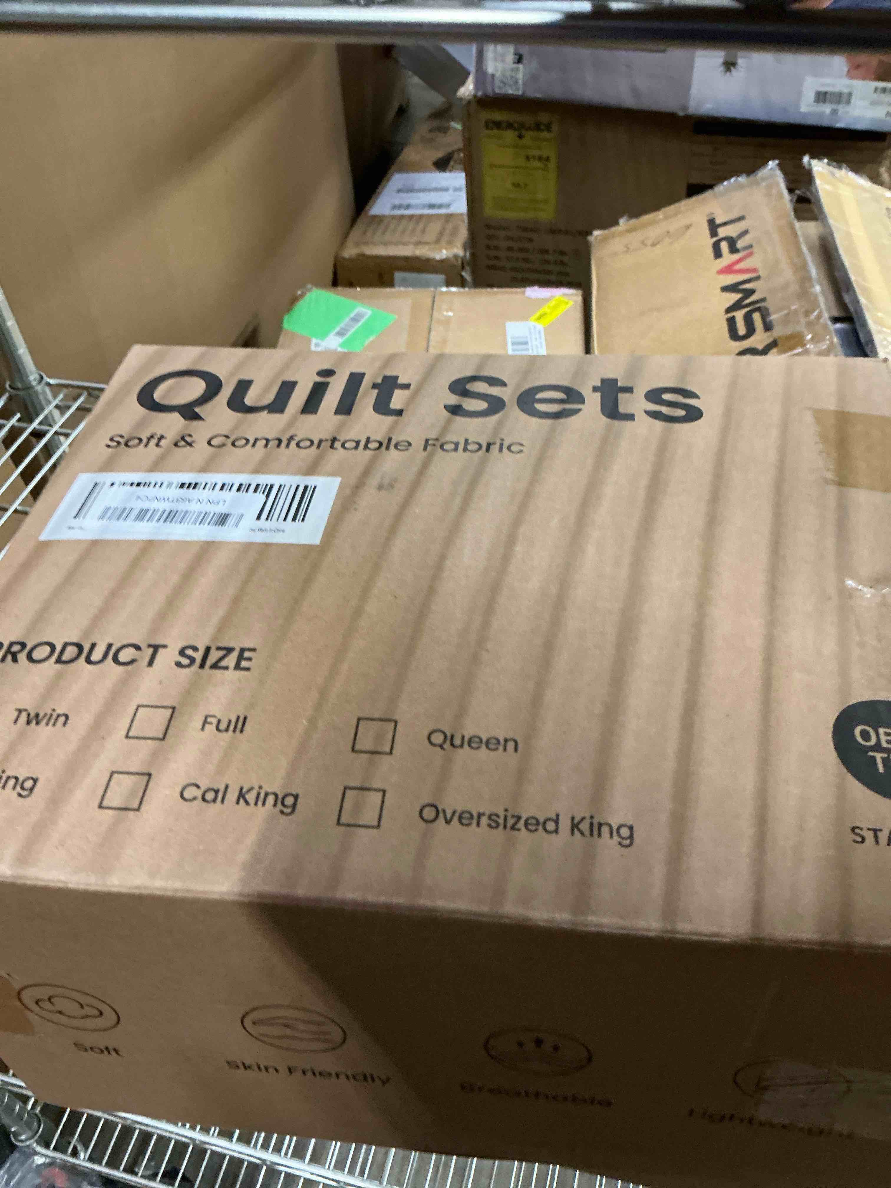 Condition photo showing New/Like New for Love's cabin King Size Quilt Bedding Set Camel Bedspreads - Bed Summer Lightweight Bedspread Comforter - Wave Pattern Bedding Coverlet for All Season - 3 Pieces (1 Quilt, 2 Pillow Shams) King (106"x96") Wave Pattern Camel