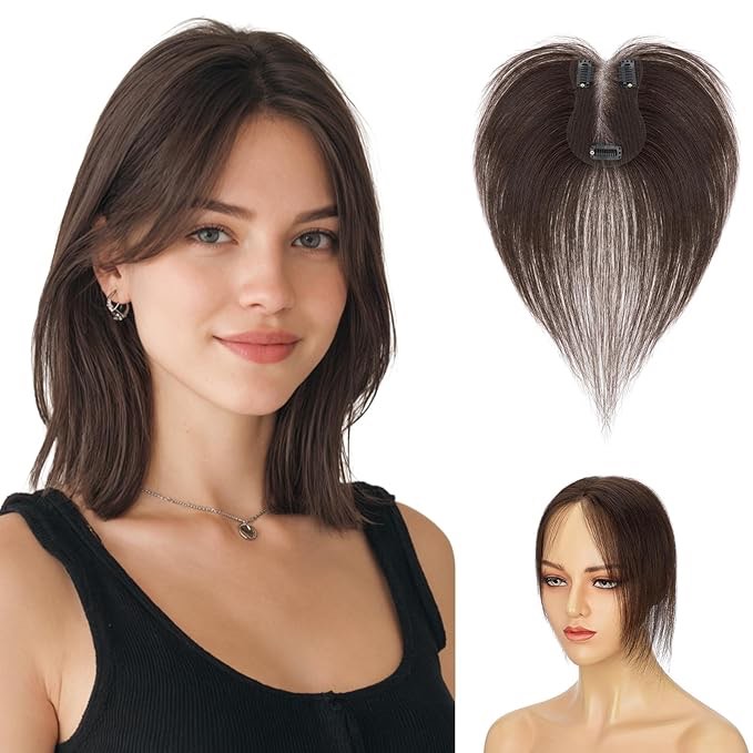 hairro human hair toppers for women no bang middle part side bangs hair clip wispy thin short wiglet