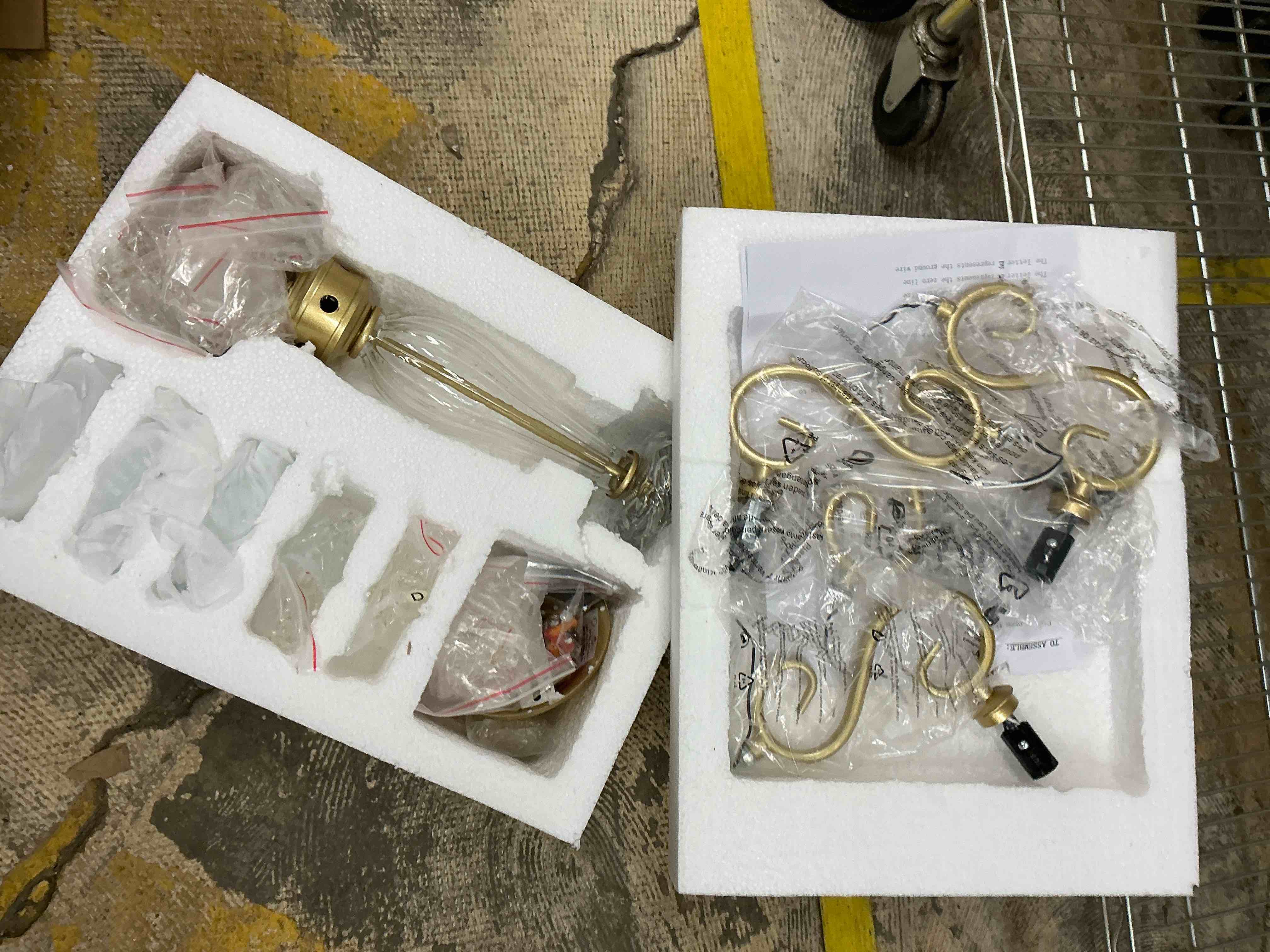 Condition photo showing New/Like New for ANJIADENGSHI Mini Crystal Chandelier K9 Crystal Gold Chandelier for Living Room Bedroom Dining Room Kitchen Island Entryway 5 E12 Bulbs High 16.5 in x Diameter 16.9 in, Golden Gold 16.5" High 17" Wide