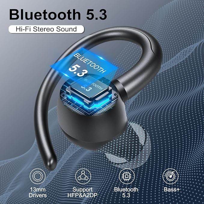 Condition photo showing Good Condition for Wireless Earbuds Bluetooth 5.3 Headphones Sports, 48H Over Ear Buds with ENC Mic, Stereo Deep Bass B