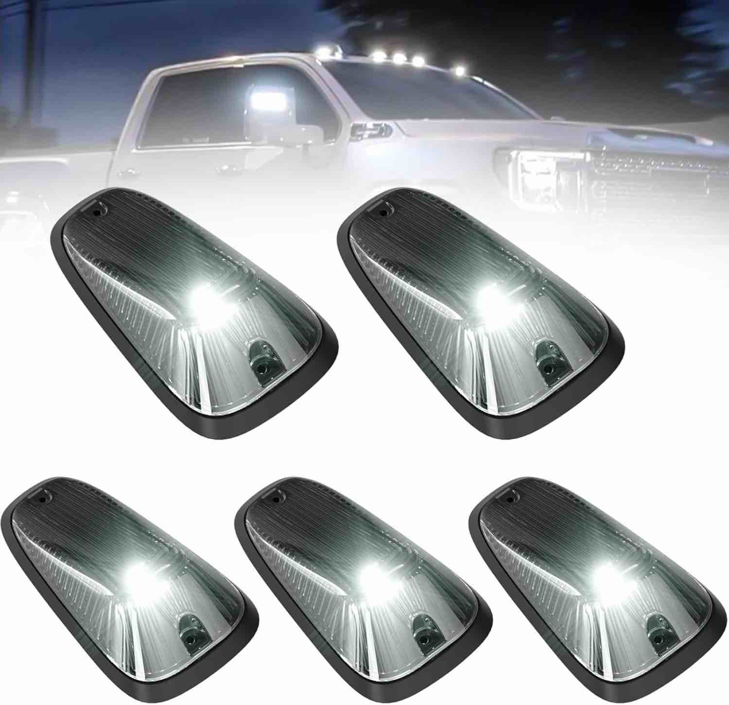 Condition photo showing New/Like New for PSEQT 5Pcs Cab Roof Marker Lights White LED Top Clearance Marker Light Compatible for 1988-2002 C/K 