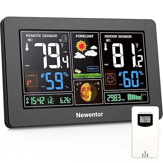 Weather Station Wireless Indoor Outdoor, Thermometer Wireless with Remote Sensor, Home Weather Stati