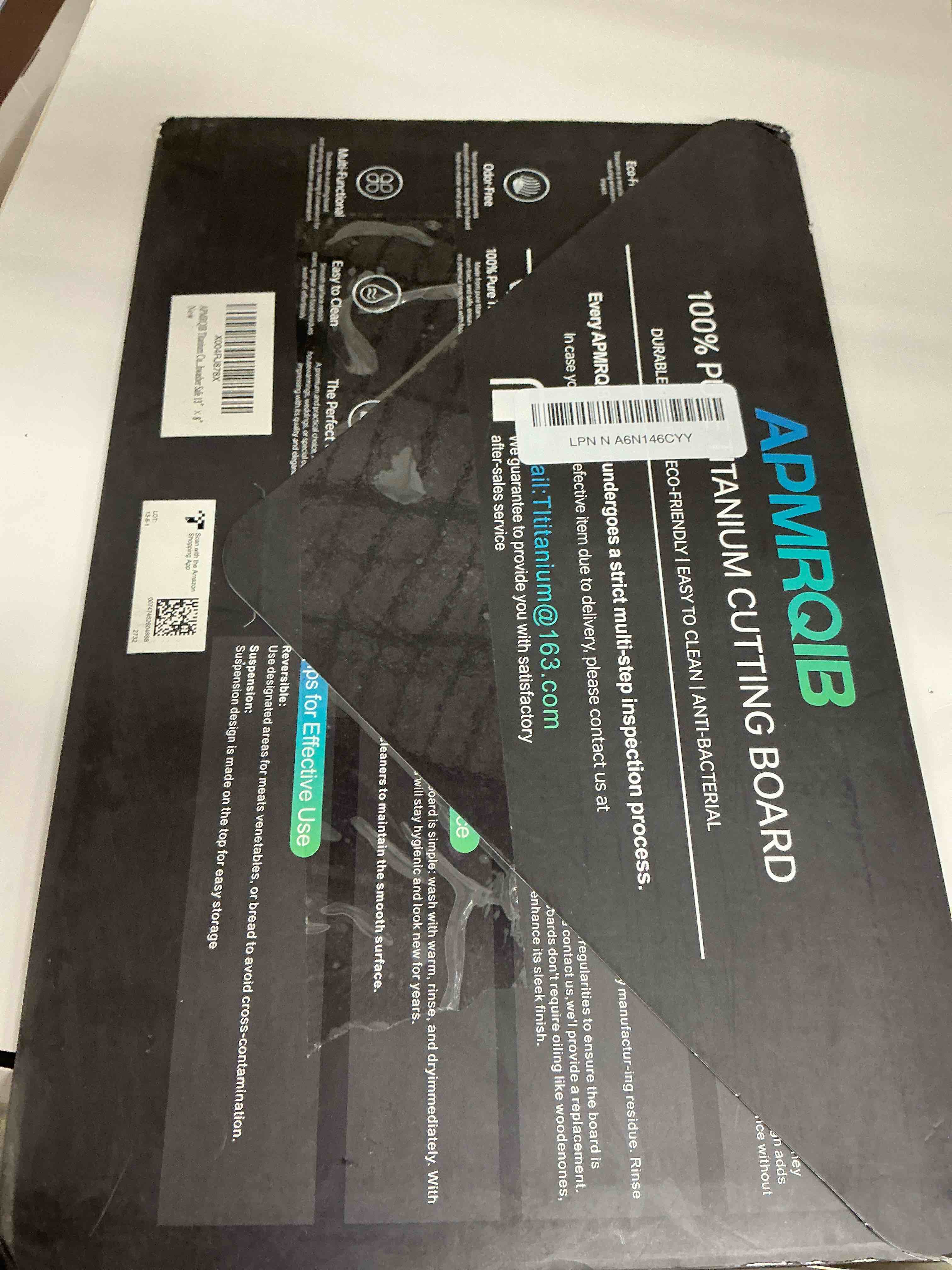 Condition photo showing New/Like New for APMRQIB Titanium Cutting Boards for Kitchen, 100% Pure Titanium Cutting Boards Double Sided Non Toxic Cutting Board, Hygiene Durable Dishwasher Safe 13”× 8”(M)