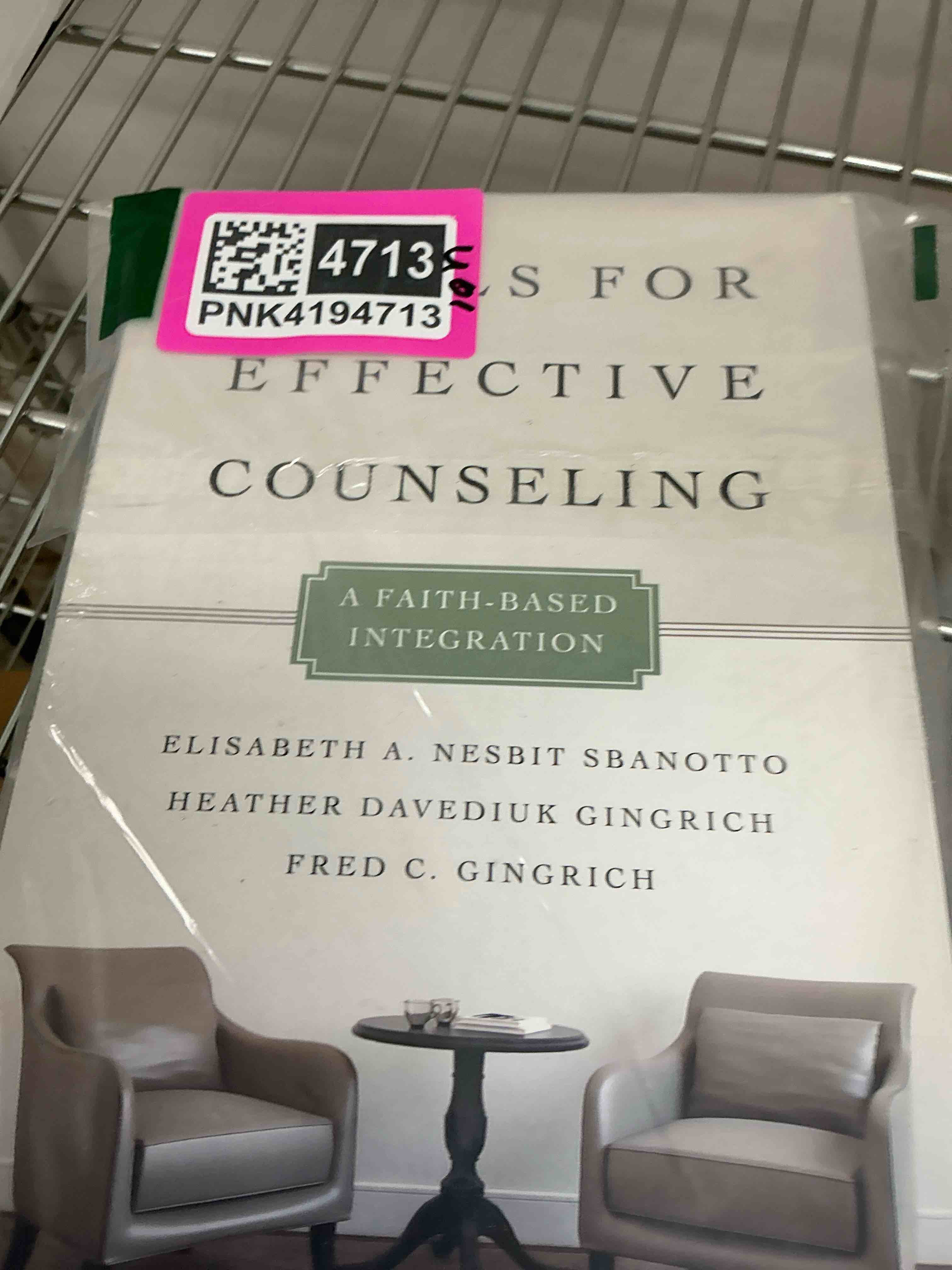 Condition photo showing New/Like New for Skills for Effective Counseling: A Faith-Based Integration (Christian Association for Psychological 