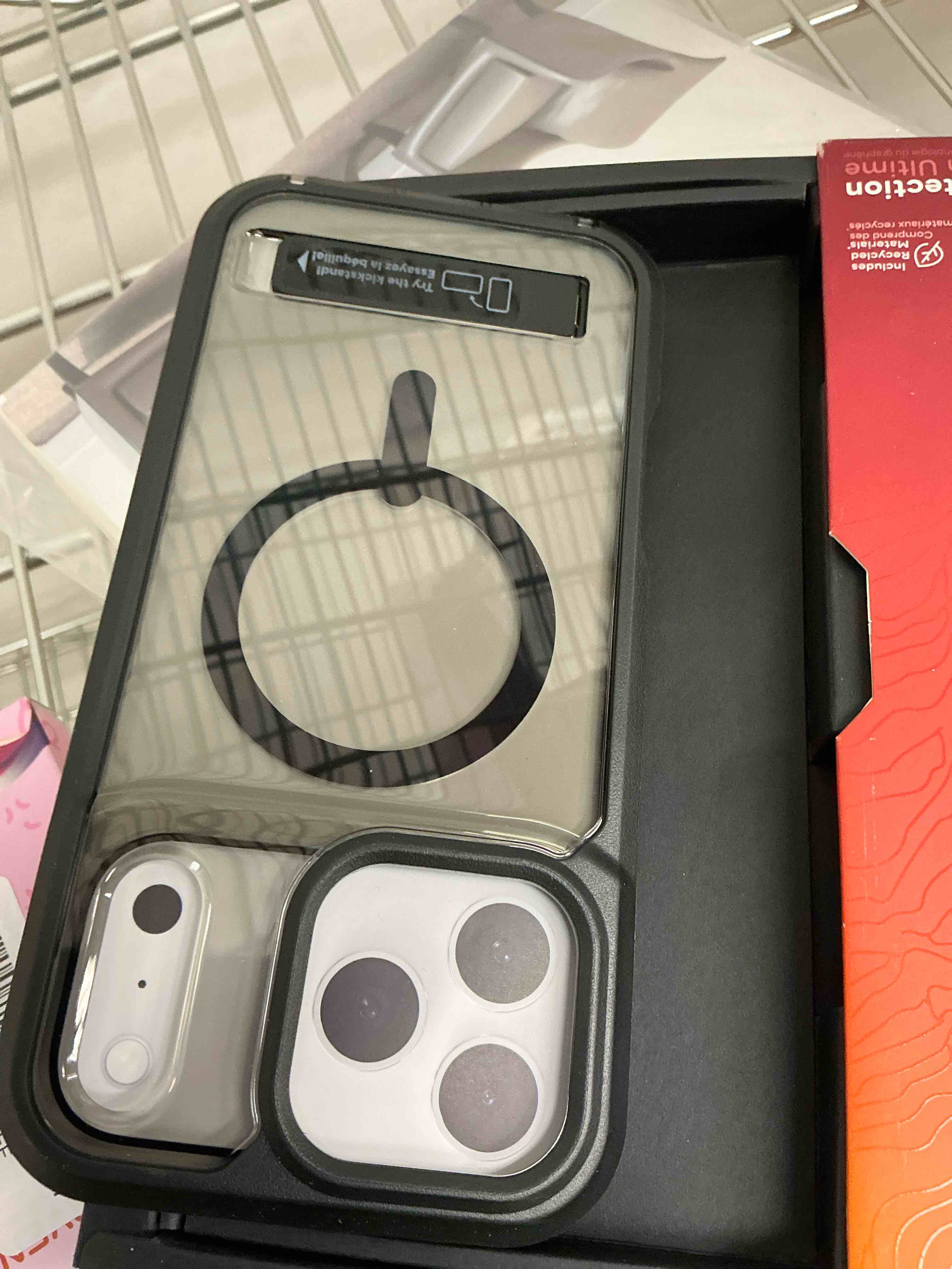 Condition photo showing New/Like New for ZAGG Rainier Case with Kickstand for iPhone 17 Pro Max - Smoke Black, Graphene 22ft (7m) Drop Protection, Lanyard Attach Points, MagSafe, Wireless Charging Compatible, 2-Piece Design, Phone Case