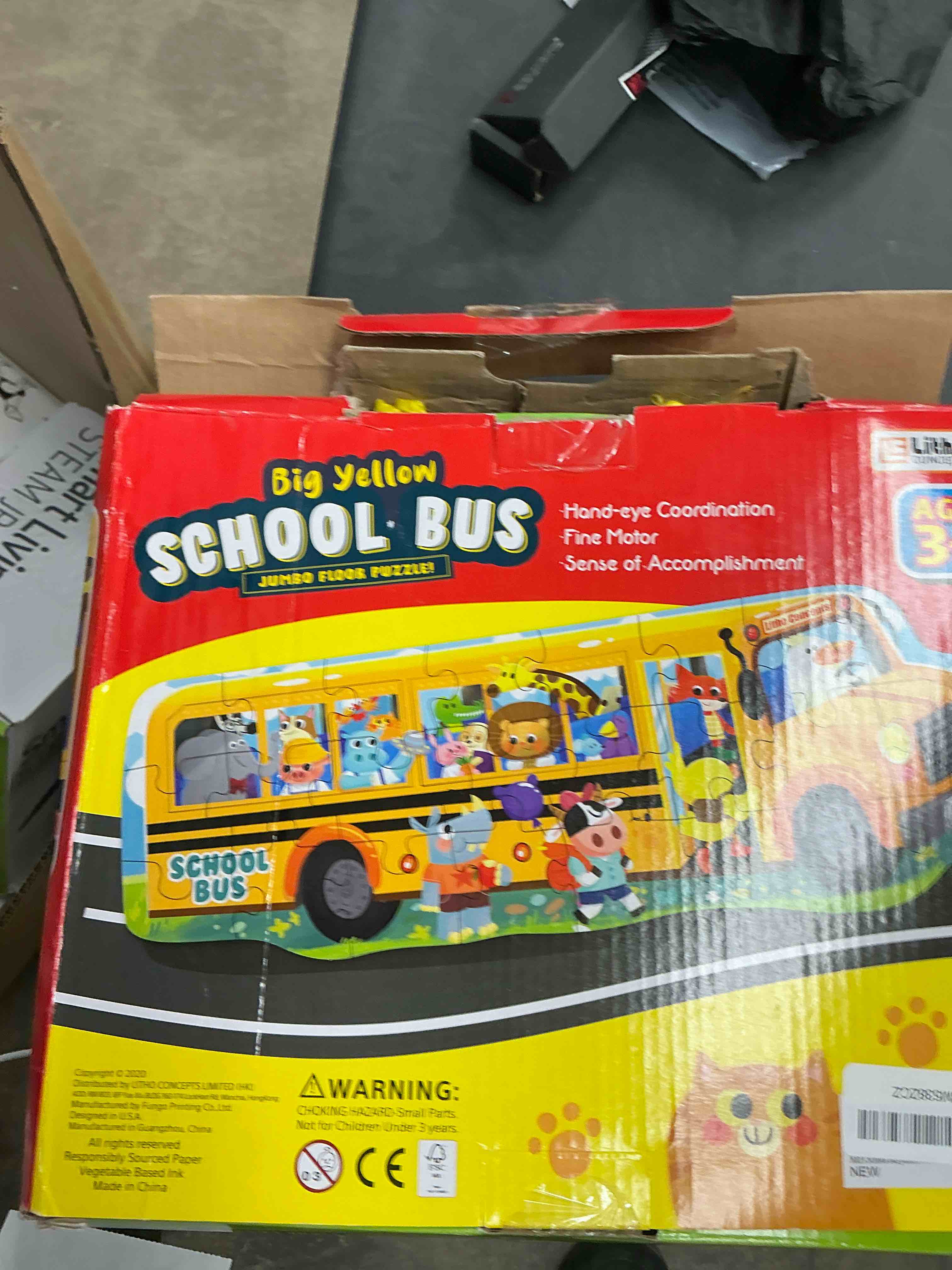 Condition photo showing Good Condition for Extra-Large School Bus Floor Puzzle for Kids – 4-Foot-Long Jumbo Jigsaw for Ages 3-8 | Perfect for T