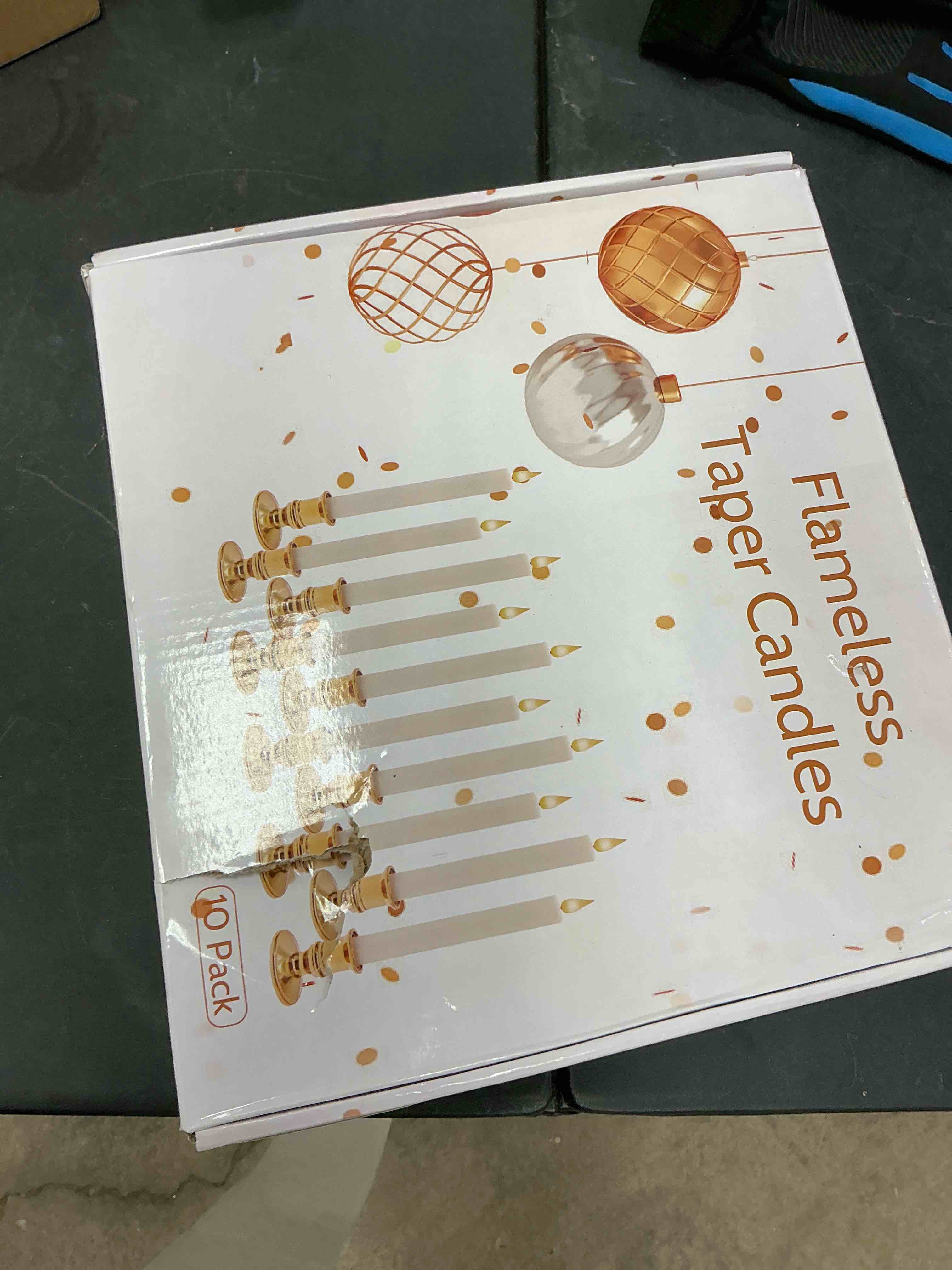 Condition photo showing New/Like New for LED Flameless Window Candles With Remote Timer-Battery Operated Realistic Flickering Candlesticks Lights With Removable Gold Candle Holders Best Gift For Xmas Wedding Home Dinner Decor Set of 10 Gold 10 Candles Pack