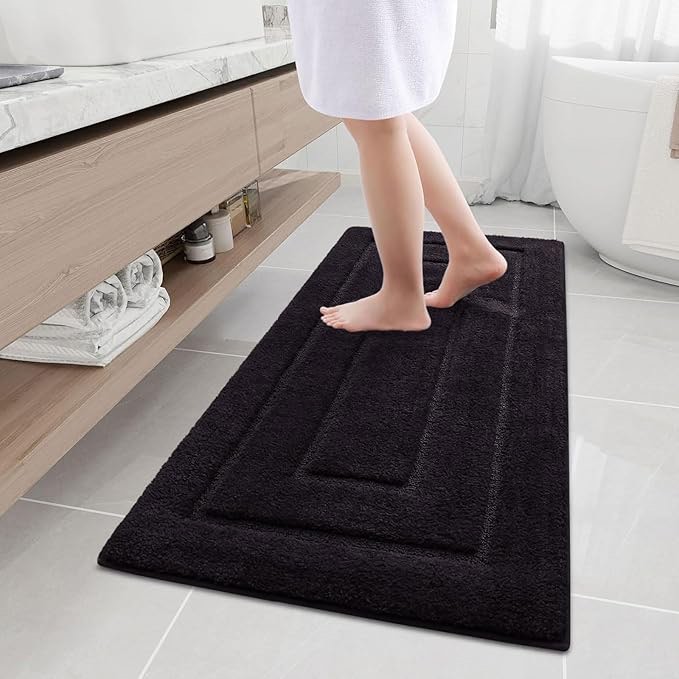 Buganda Bathroom Rugs, 47" x 20", Soft and Absorbent Microfiber Bath Rugs, Non-Slip Shaggy Shower Ca