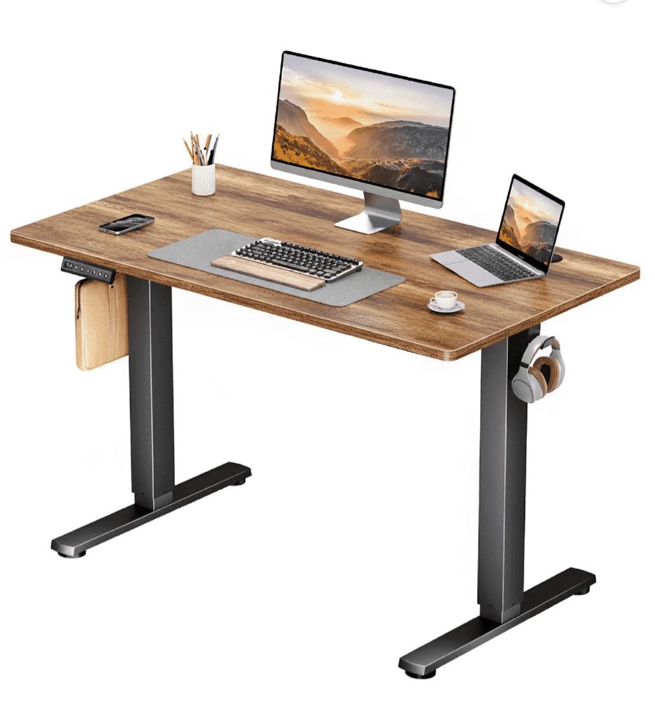 CONCETTA Electric Height Adjustable Desk, 48"x24" Ergonomic Sit Stand Workstation, One-Touch Lift Home Office Desk, Rust