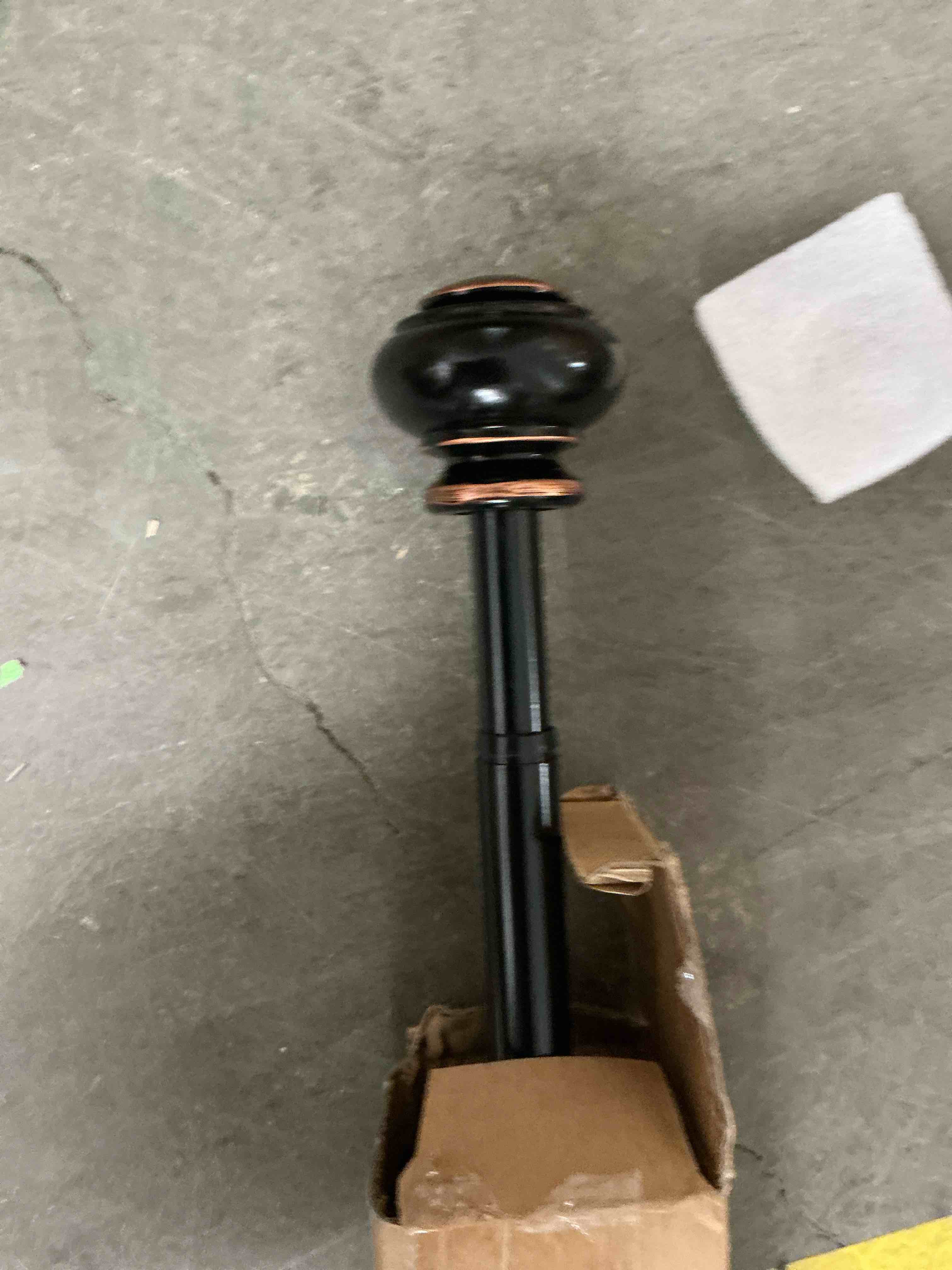 Condition photo showing Good Condition for H.VERSAILTEX Contemporary Adjustable Curtain Rod  0.75 and 0.75 in  Black with Antique Bronze Ball Finial  48 - 84 in