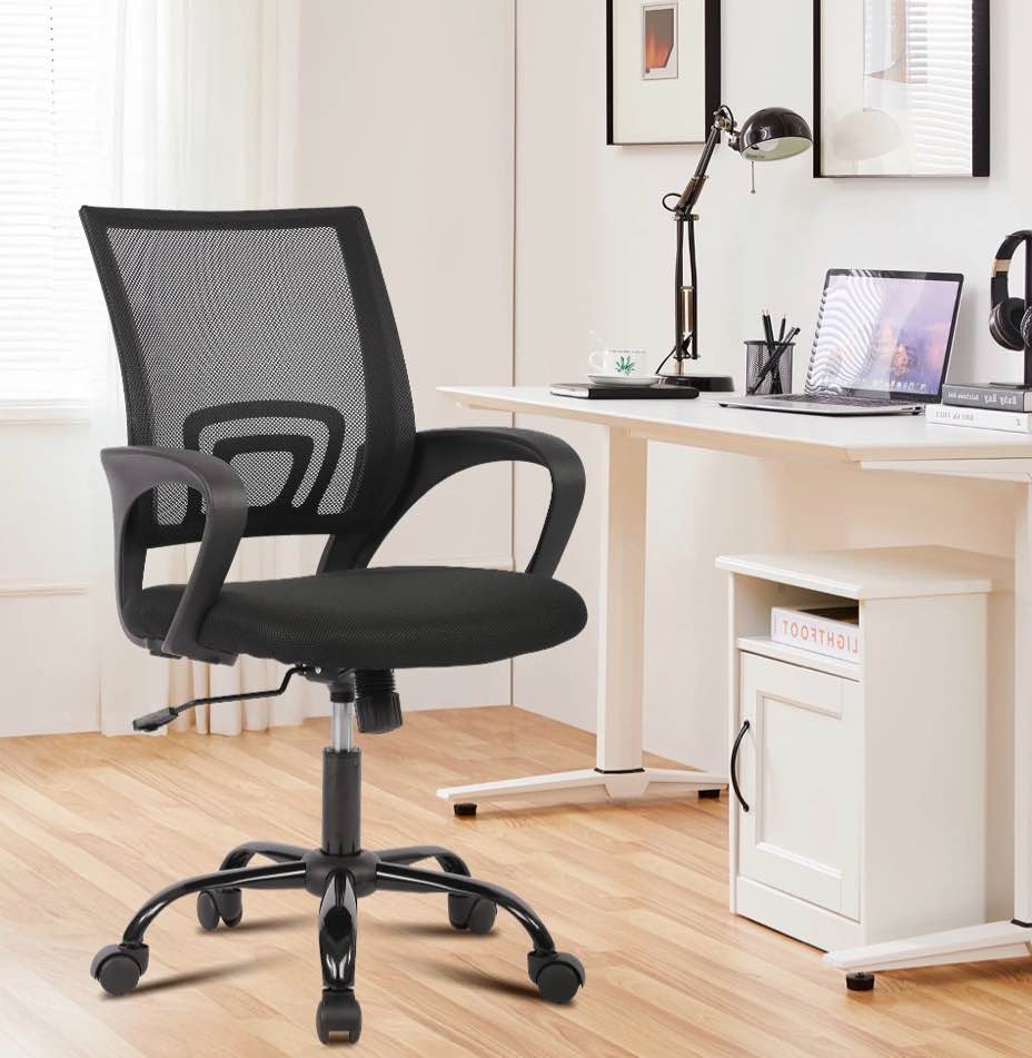 JONPONY Ergonomic Office Chair, Lumbar Support, Adjustable Height with Armrests for Adults,Black