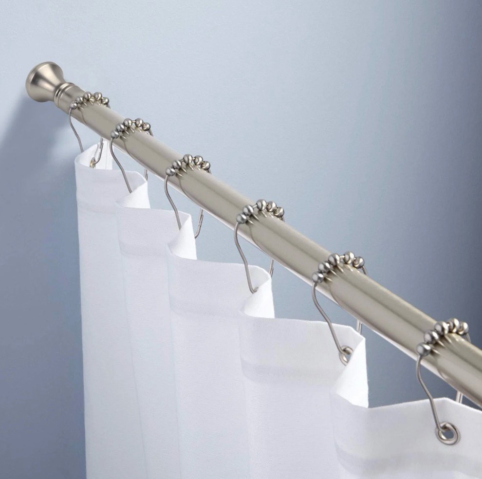 AmazerBath Shower Curtain Rods Tension Adjustable , 42-72 inches Rust-Resistance Shower Curtain Rods for Bathroom, Spring Tension Shower Rods No Drill, Nickel