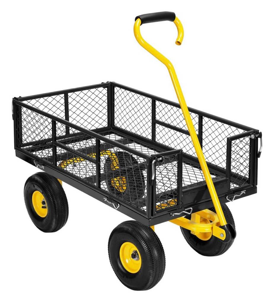 SPECSTAR Mesh Steel Garden Cart 880lb. Capacity  38  x 21  with Removable Sides and 10 inch Wheels