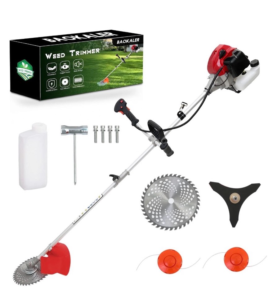 BAOKALER 58CC Gasoline Grass String Trimmer  2-Stroke Gas Powered Weed Eater  Weed Wacker with 4 Detachable Heads