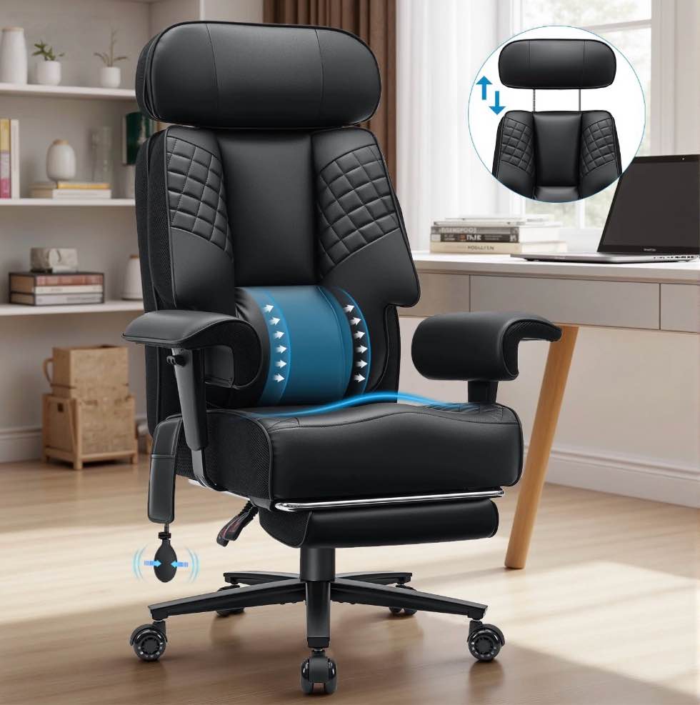 Gaming Chair Racing Style,Swivel Game Chair, Ergonomic Computer Chair, High-Back Office Chair Reclining  with Footrest Headrest Lumbar Cushion for Teen Adult