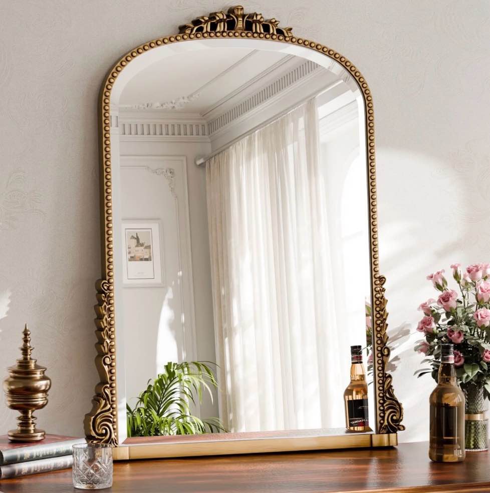 YVANLA 28"x40" Vanity Bathroom Mirror Decor Wall Mirror, Antique Gold