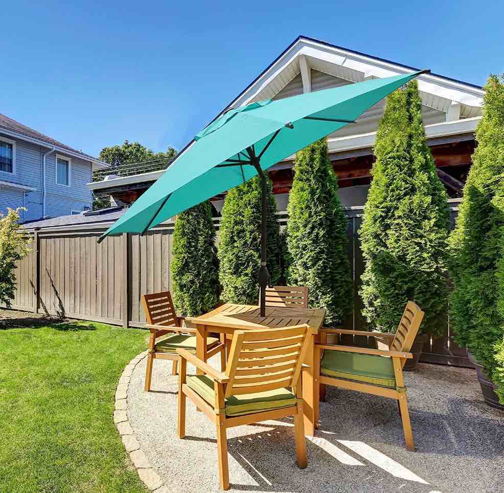 Abba Patio 9ft Outdoor Patio Umbrella w/ Push Button Tilt and Crank 8 Ribs Turquoise