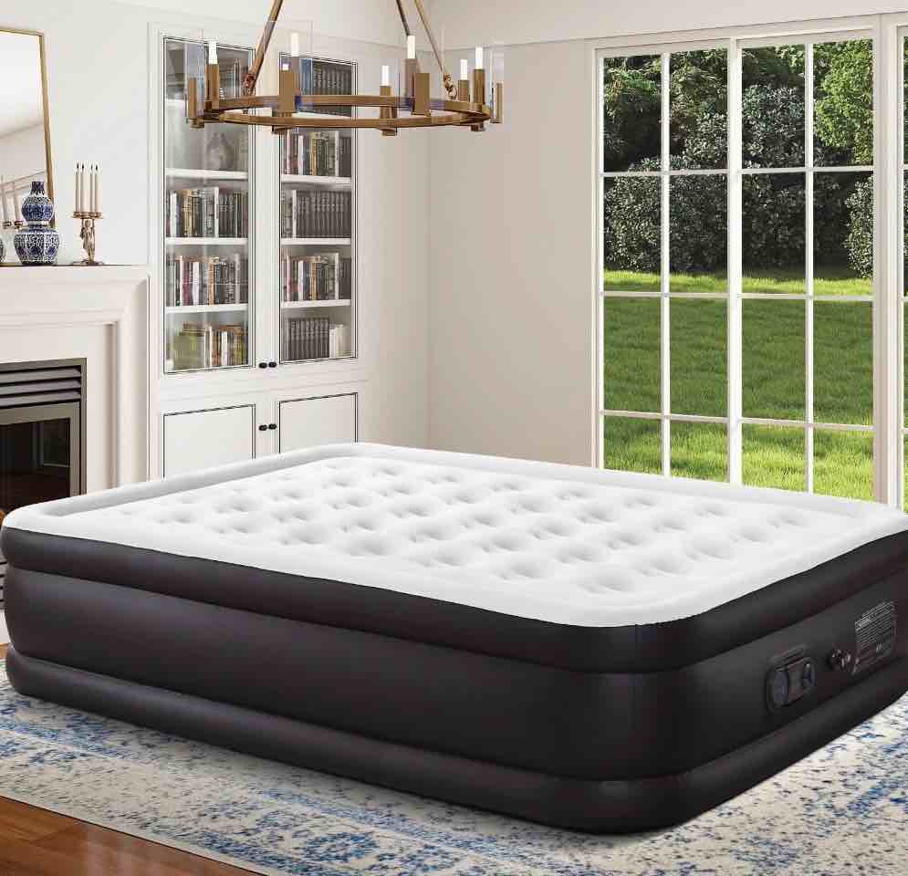 CONCETTA Queen Size 18" Air Mattress, Inflatable Bed with Built-in Pump, Quick Setup & Comfortable Support for Home and Travel