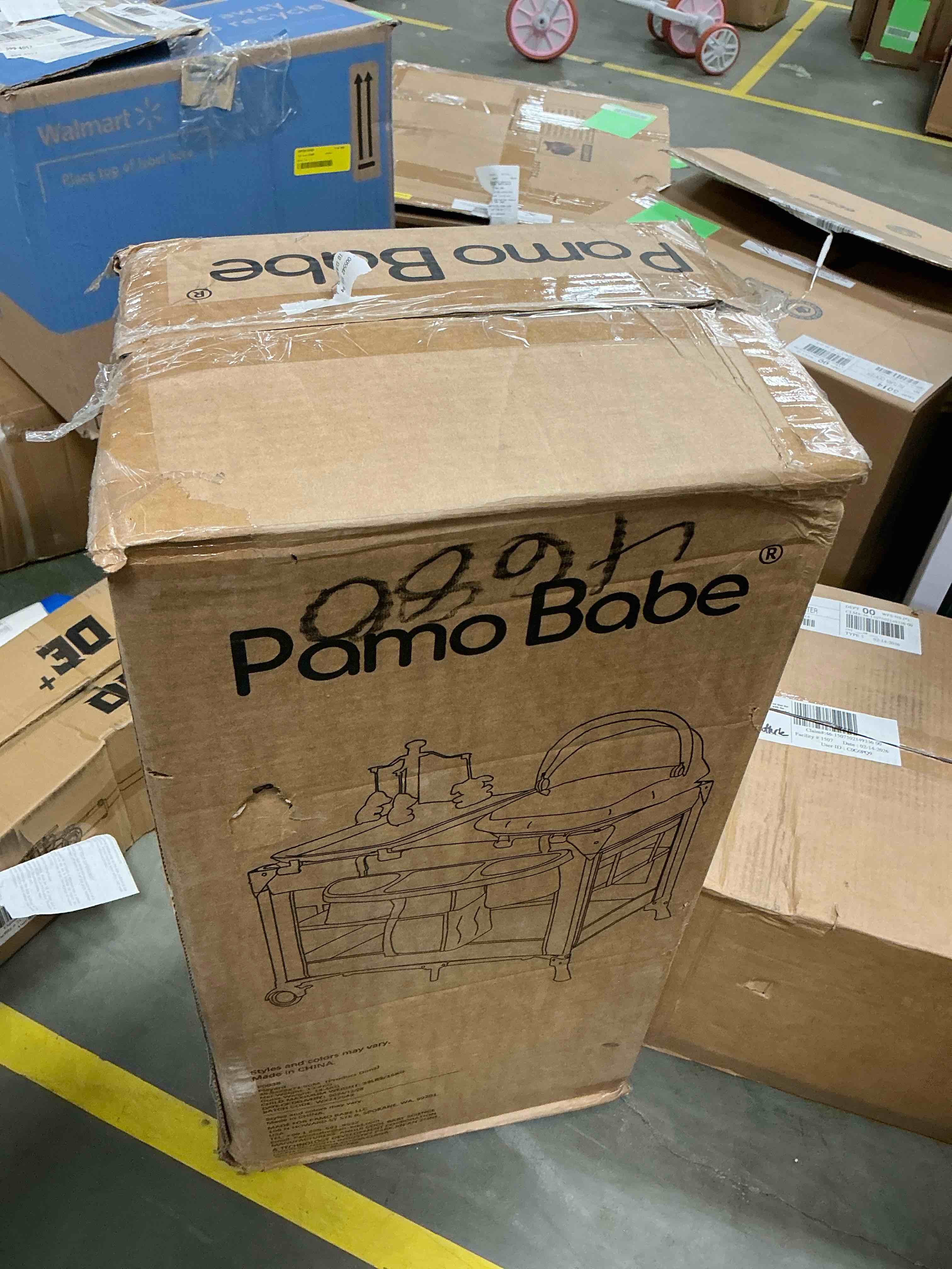 Condition photo showing Good Condition for Pamo Babe 4-in-1 Baby Playard with Bassinet & Changing Table for Newborn,Grey