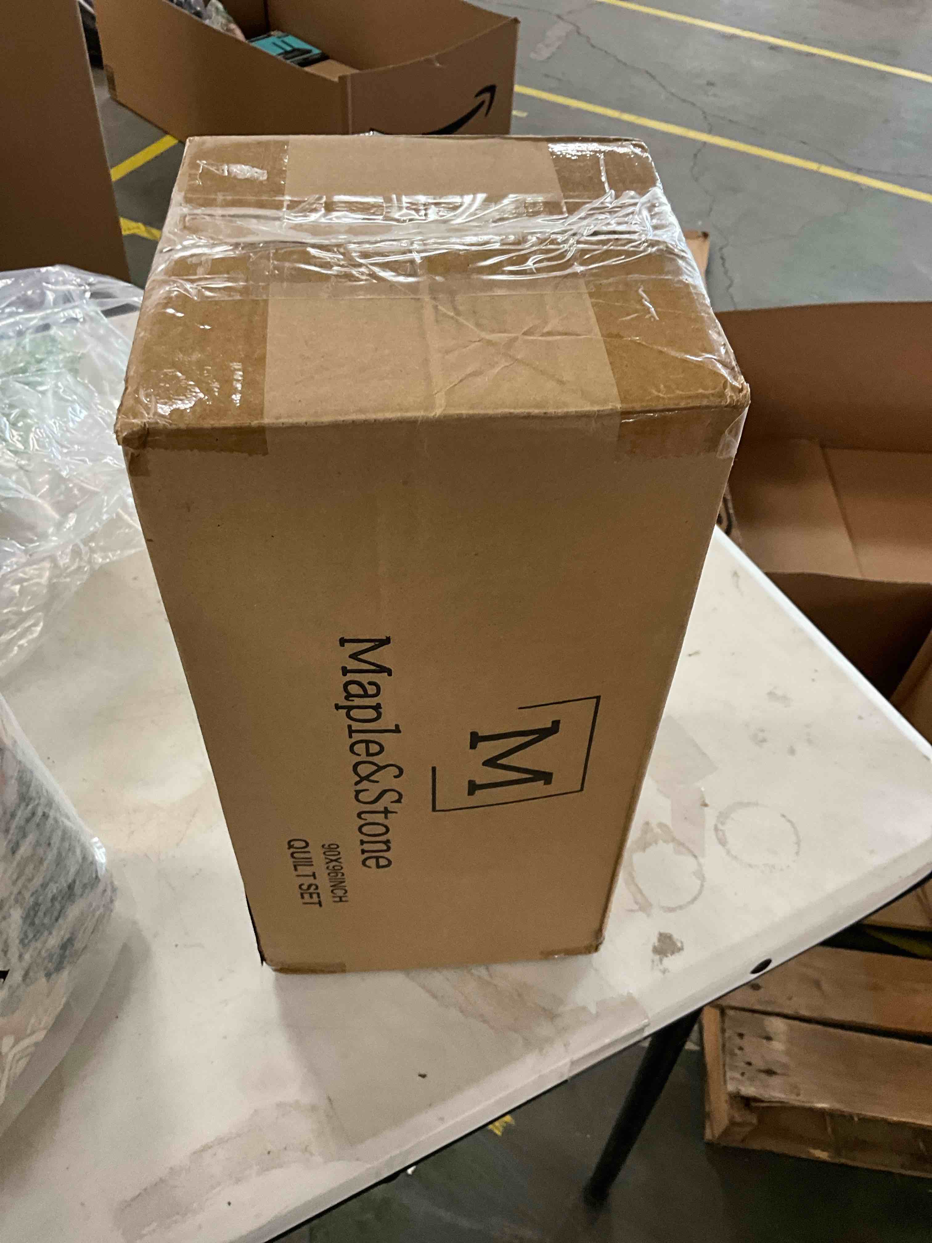 Condition photo showing Good Condition for Maple&Stone Charcoal Grey Quilt Set Queen Size, Lightweight Bedspread Ultrasonic Chevron Pattern Light Coverlet for All Season Comforter Bedding Decor - 3 Piece Full Bed Cover Sets