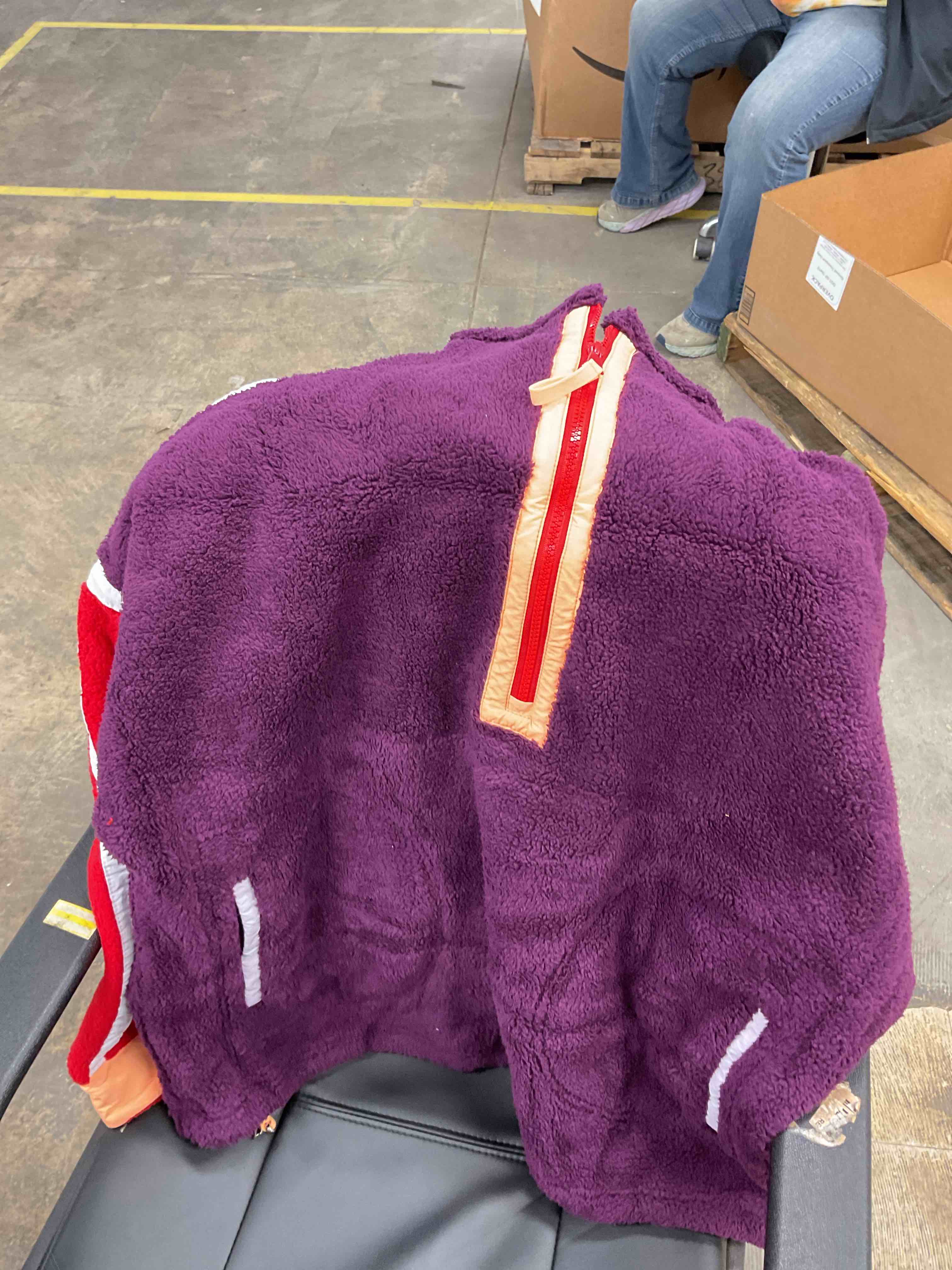 Condition photo showing New/Like New for Panadila Womens Half Zip Sherpa Fleece Pullover Soft Oversized Sweatshirt with Pockets Warm Fuzzy Sweater, Large