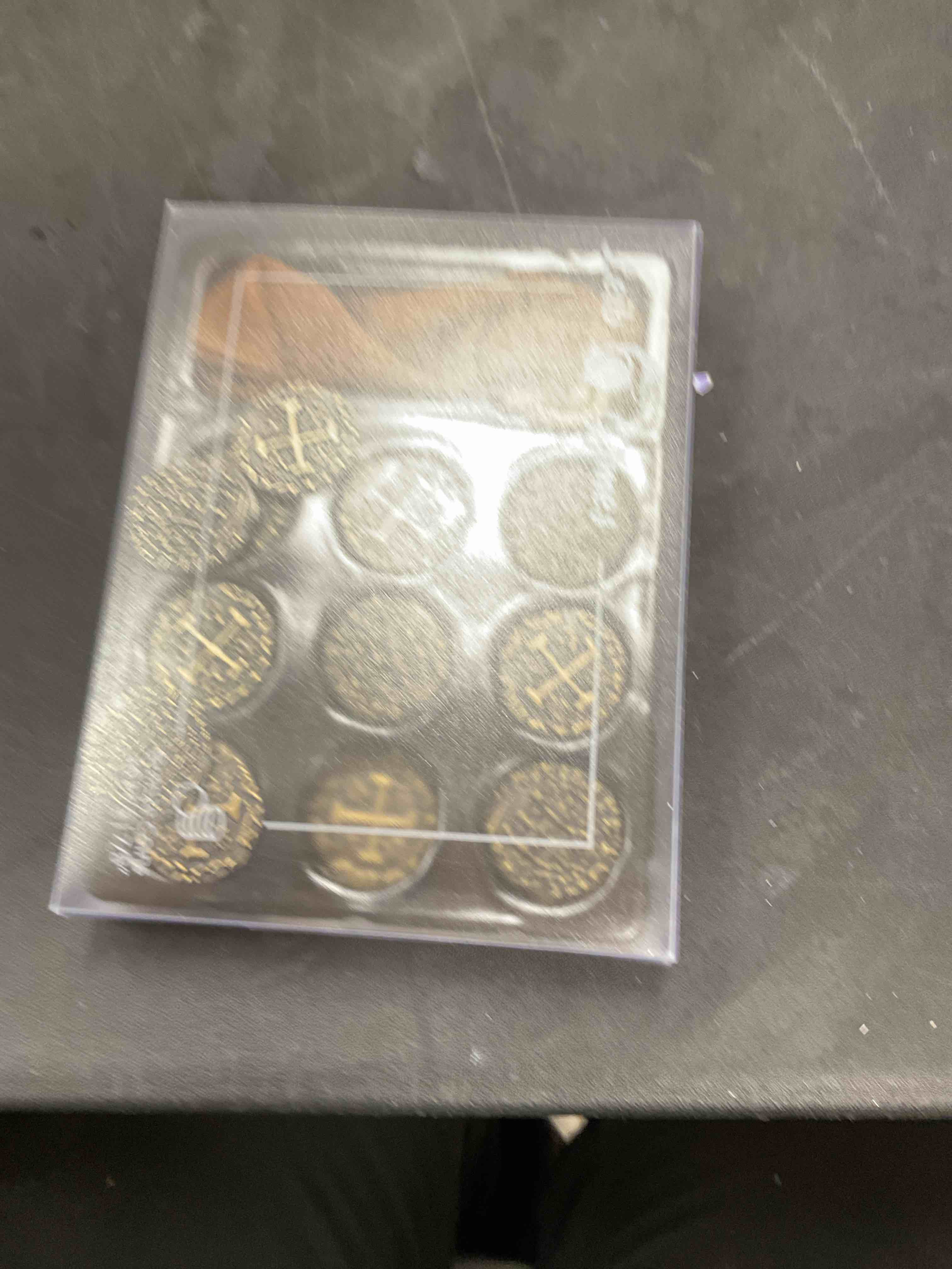 Condition photo showing Good Condition for Metal Pirate Coins - 35 Medium Bronze Treasure Coin Set, Metal Replica Spanish Doubloons for Board Games, Tokens, Toys, Cosplay, Realistic Money Imitation, Pirate Treasure Chest, Diameter 7/8"