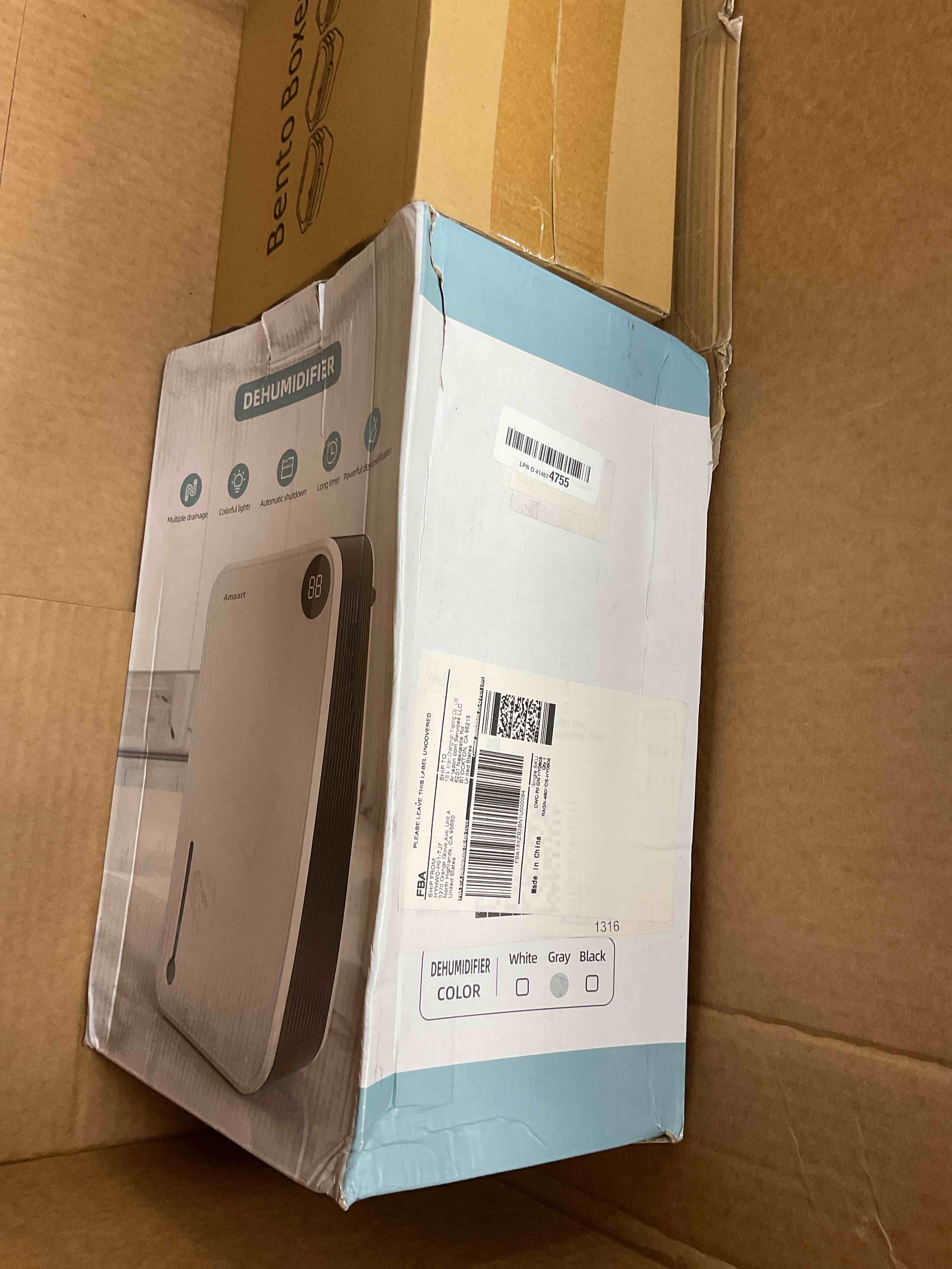 Condition photo showing Good Condition for Dehumidifier, Dehumidifiers for Home (1000 sq.ft), 98 OZ Dehumidifier for Basement Bathroom Bedroom, Auto Shut Off Dehumidifiers, Timer Setting, Digital Display, Drain Hose, 7 Colors Light, Gray