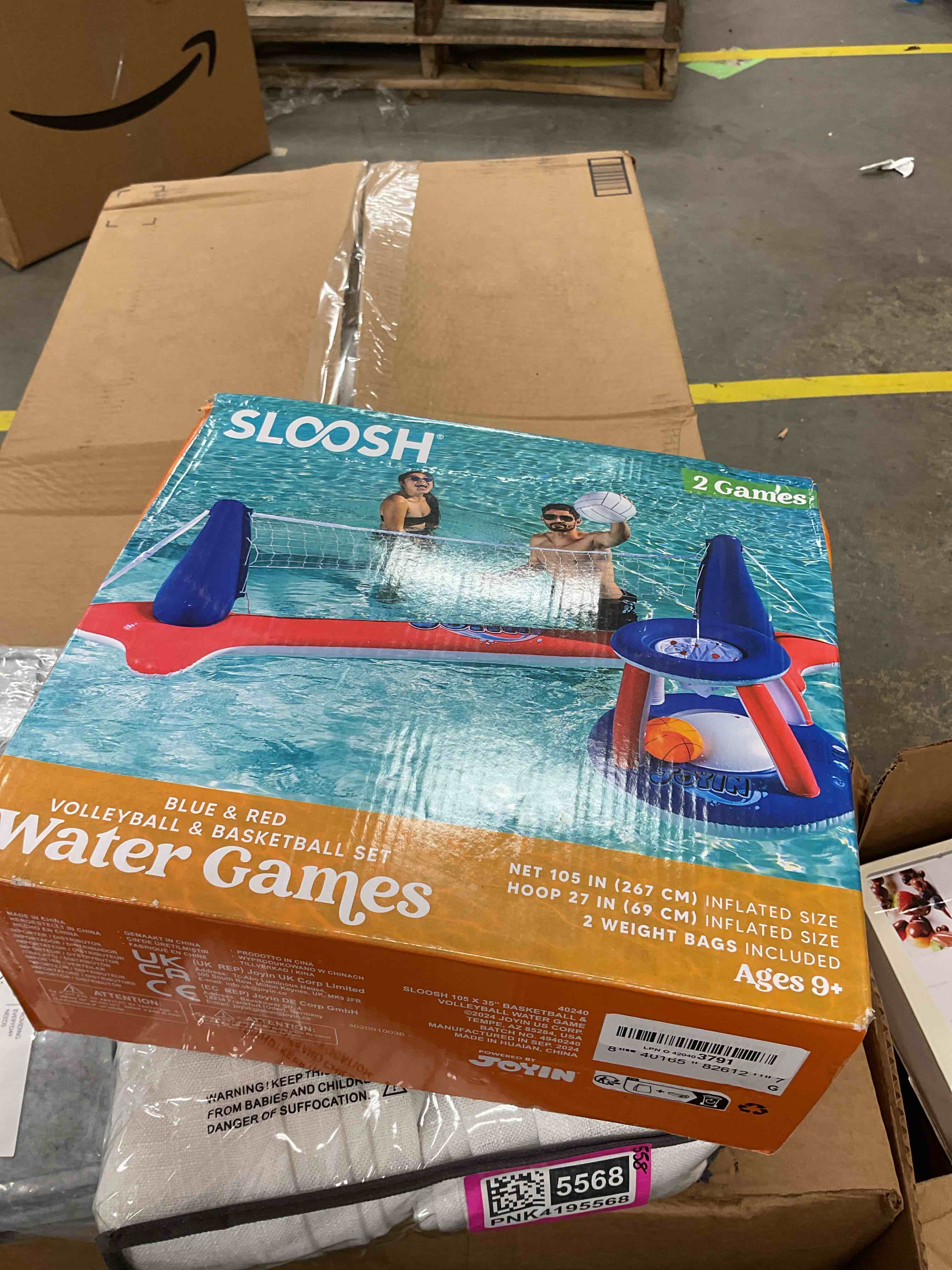 Condition photo showing Good Condition for JOYIN Inflatable Pool Float Set Volleyball Net & Basketball Hoops, Balls Included for Kids and Adults Swimming Game Toy, Summer Floaties, Volleyball Court |Basketball,L-Red