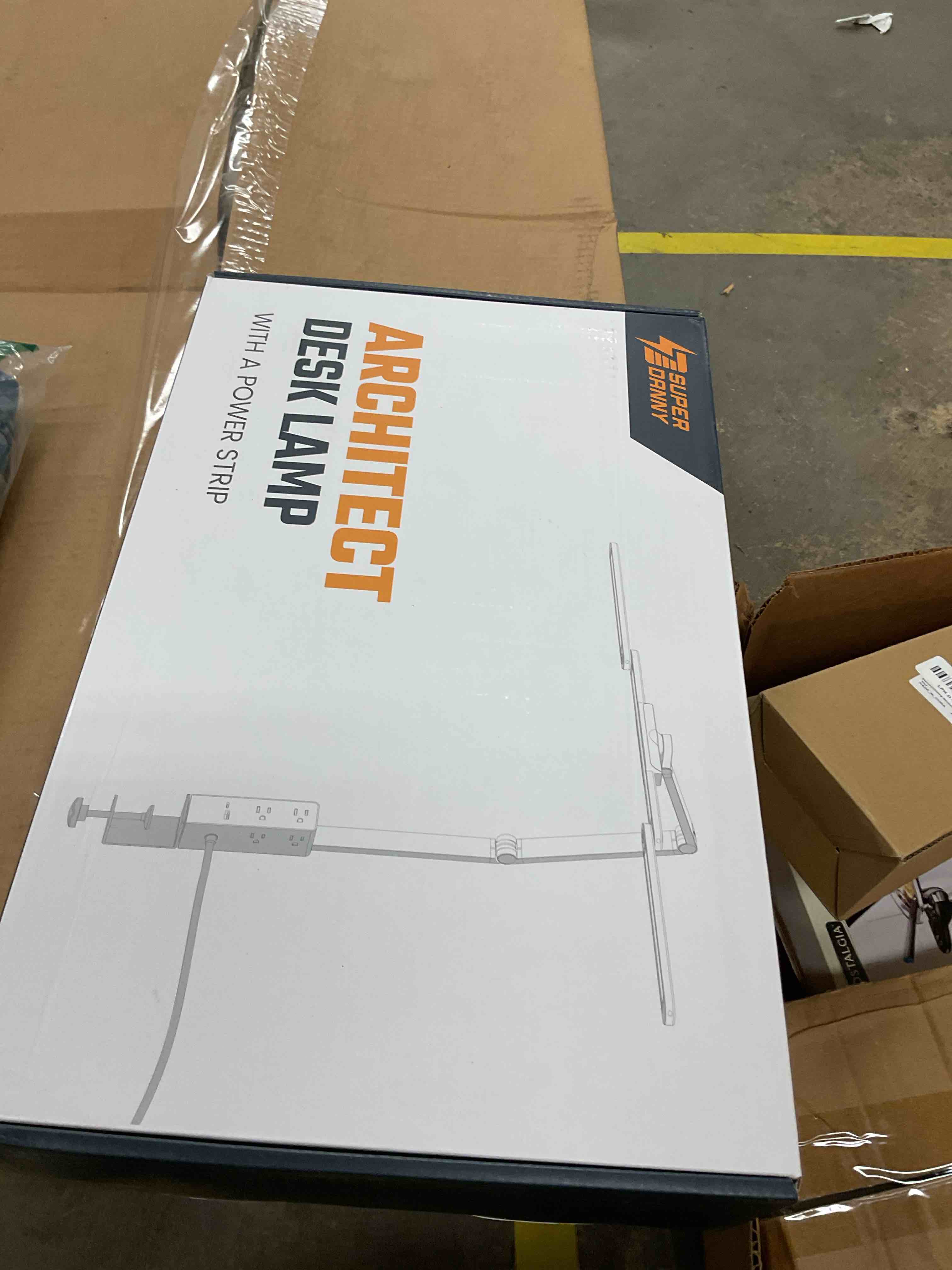 Condition photo showing New/Like New for SUPERDANNY LED Desk Lamp with Power Strip (6 Outlets, 1 USB, 1 Type-C) for Home Office, Desk Light Computer Light with Clamp, Architect Desk Lamp with Smooth Dimming 5 Colors Touch & Wave Control