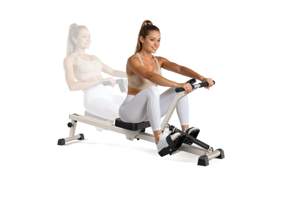 UPGO Rowing Machine Rower Exercise for Home Cardio Workouts, 12 Adjustable Resistance, Includes Digital Monitor and Comfortable Seat Cushion