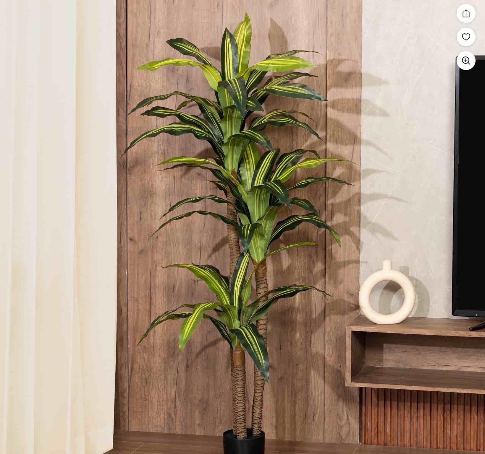 hiplants 6ft artificial dracaena plants in black plastic pot, faux trees indoor outdoor decor, fake plants for home decor office porch patio perfect housewarming gift